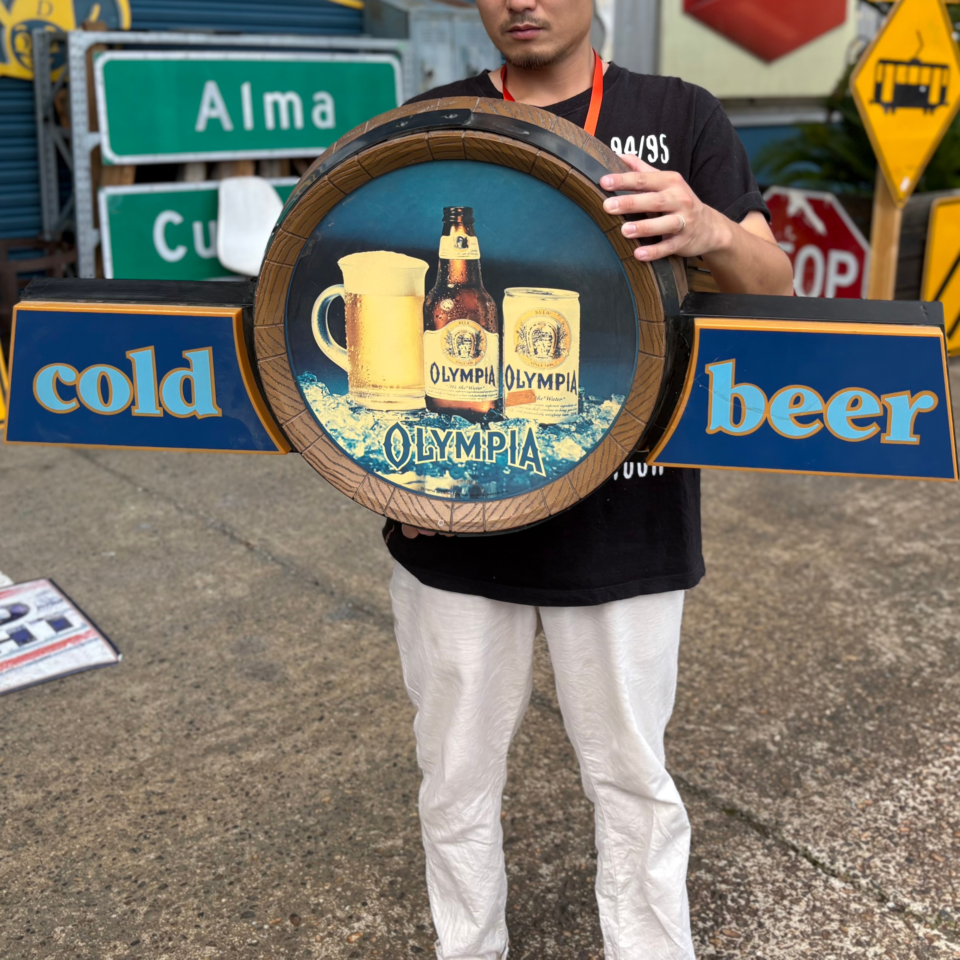 ヴィンテージ　オリンピアビール　木製看板　インテリア アンティーク イラスト雑貨 オリンピアビール 1909 Olympia Beer 木製 プラーク サイン