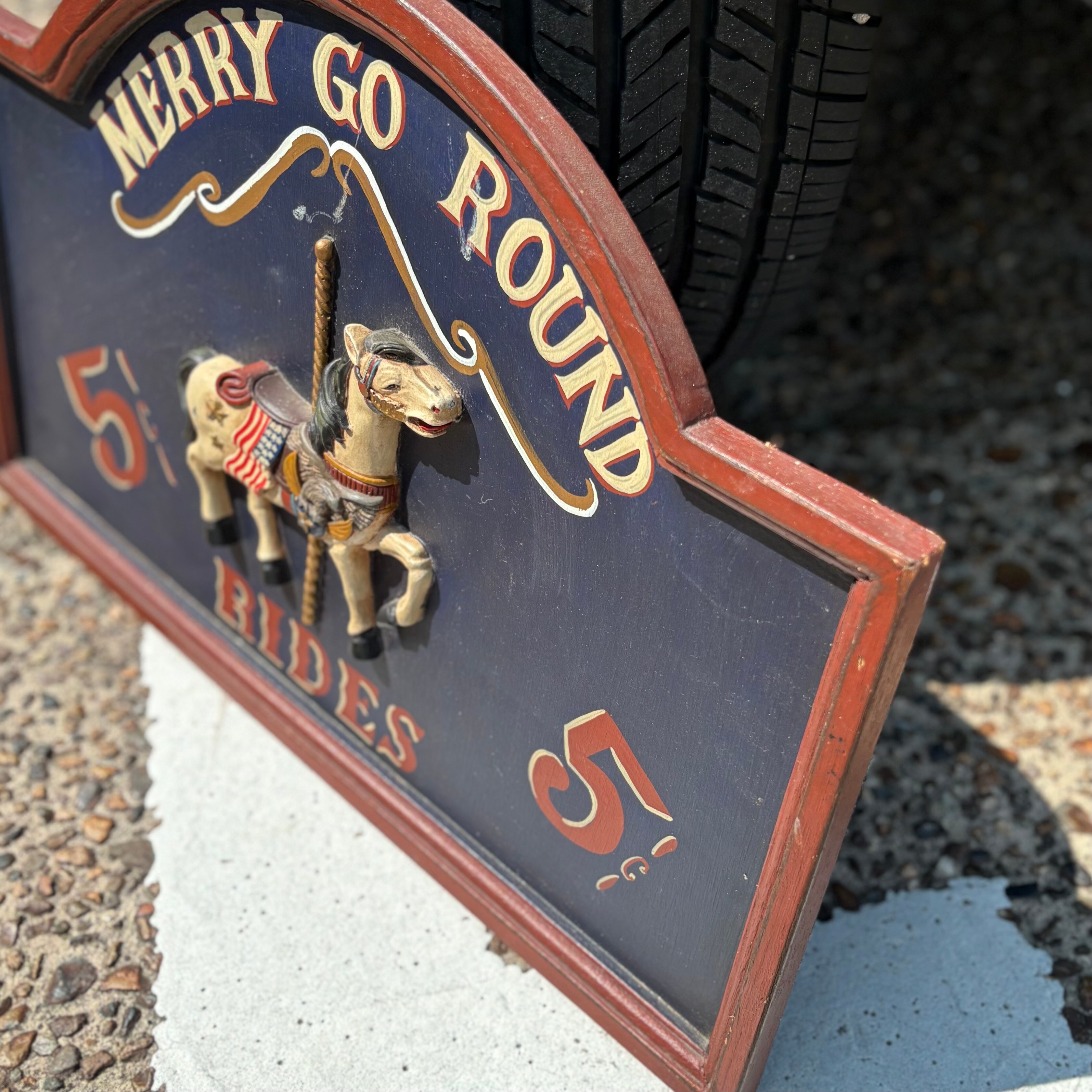 【未開封】mary-go-round/メリーゴーランド MERRY GO ROUND｜ヴィンテージ ウッドサイン」 〜5セントで乗れ