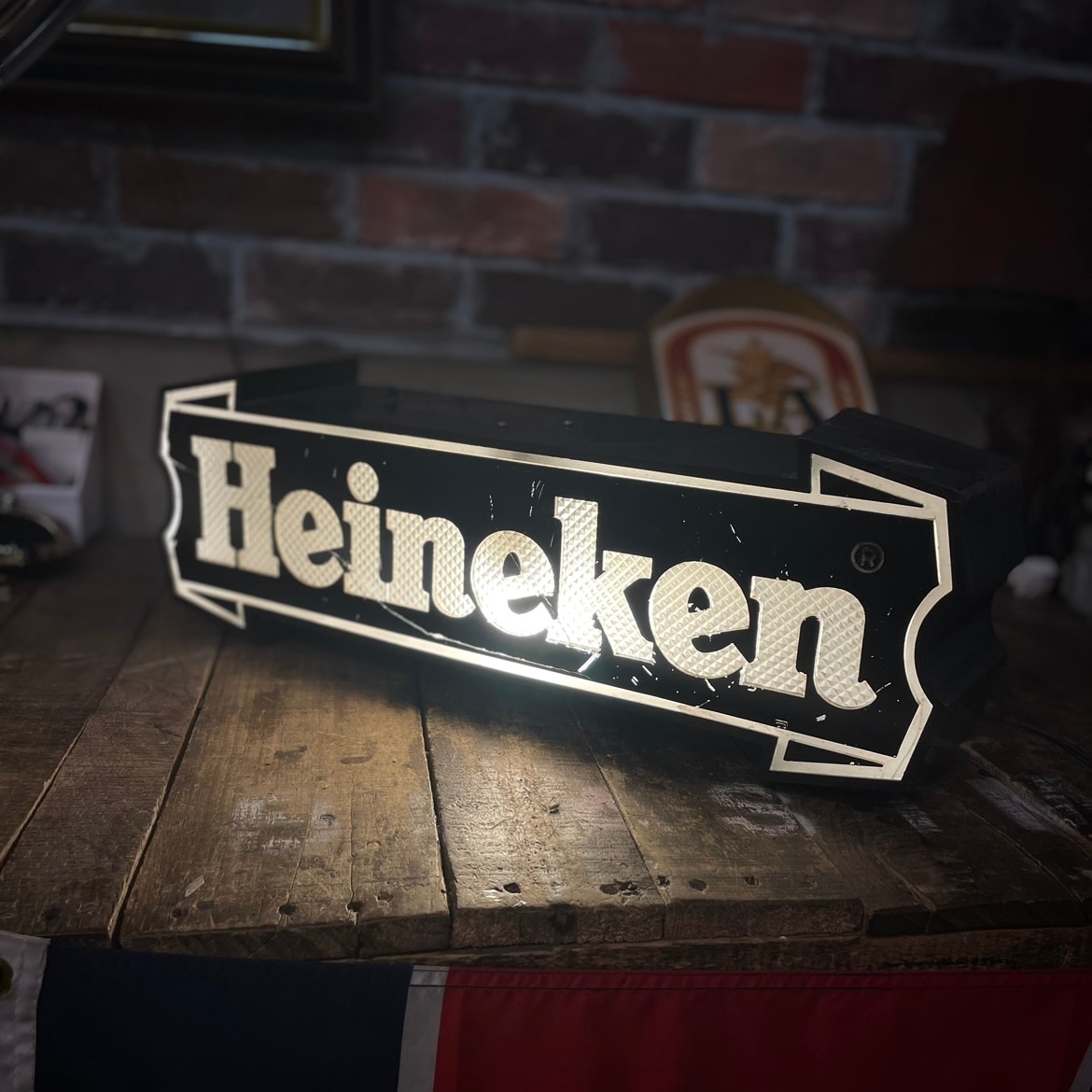 Heineken ハイネケン　電飾　ビンテージ 美品/レア】ハイネケン看板 ビンテージ ☆両面ドーム電飾サイン