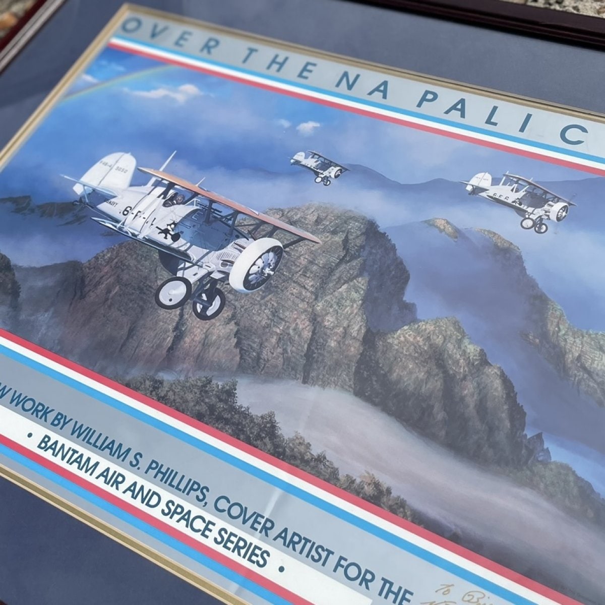 航空機 パステル画 木製フレーム付き Vintage Aviation Art Poster ✈️🌊