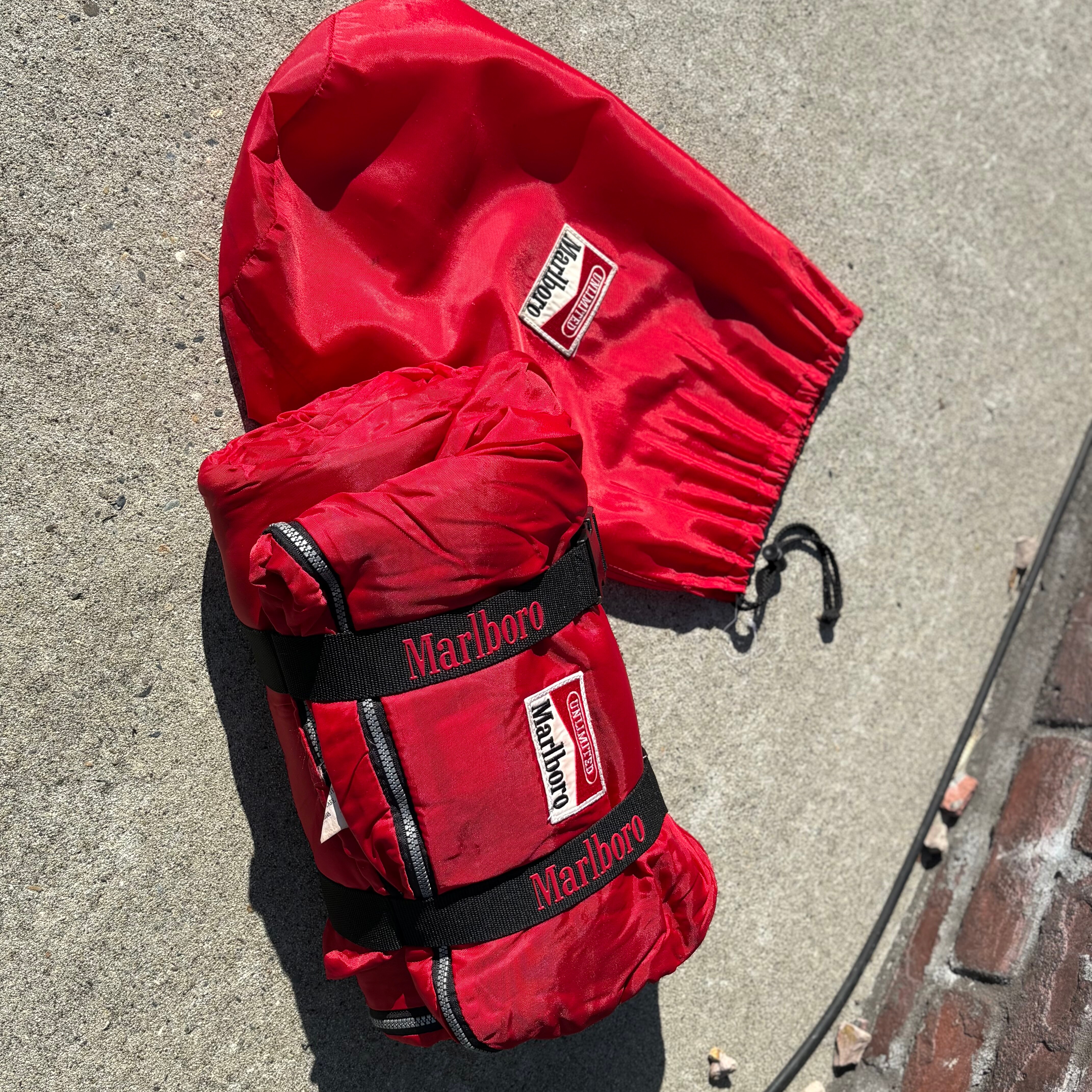 🏕️ Marlboro Gear: Red Plaid 3-WAY Sleeping Bag / Blanket