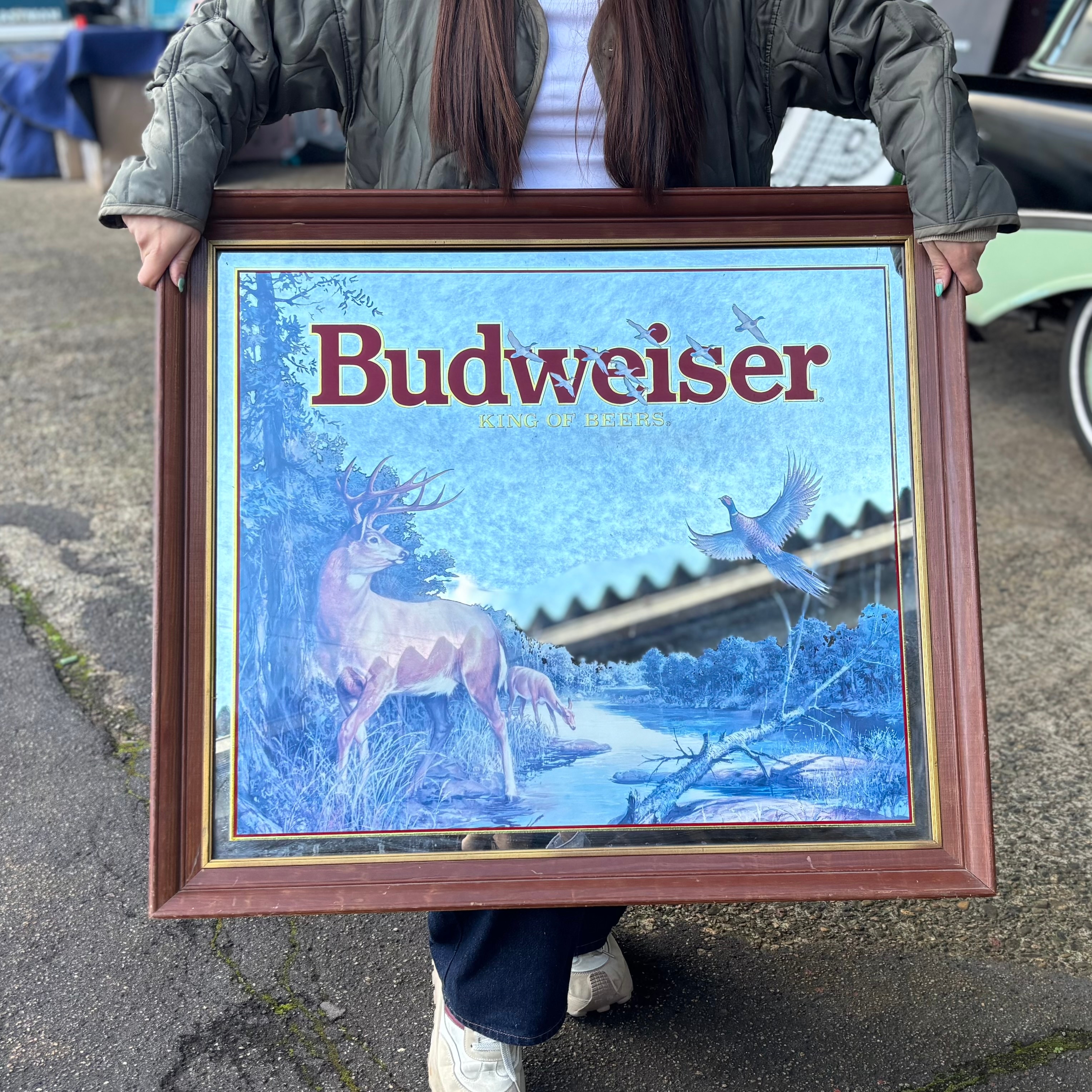 Vintage Budweiser Pub Mirror