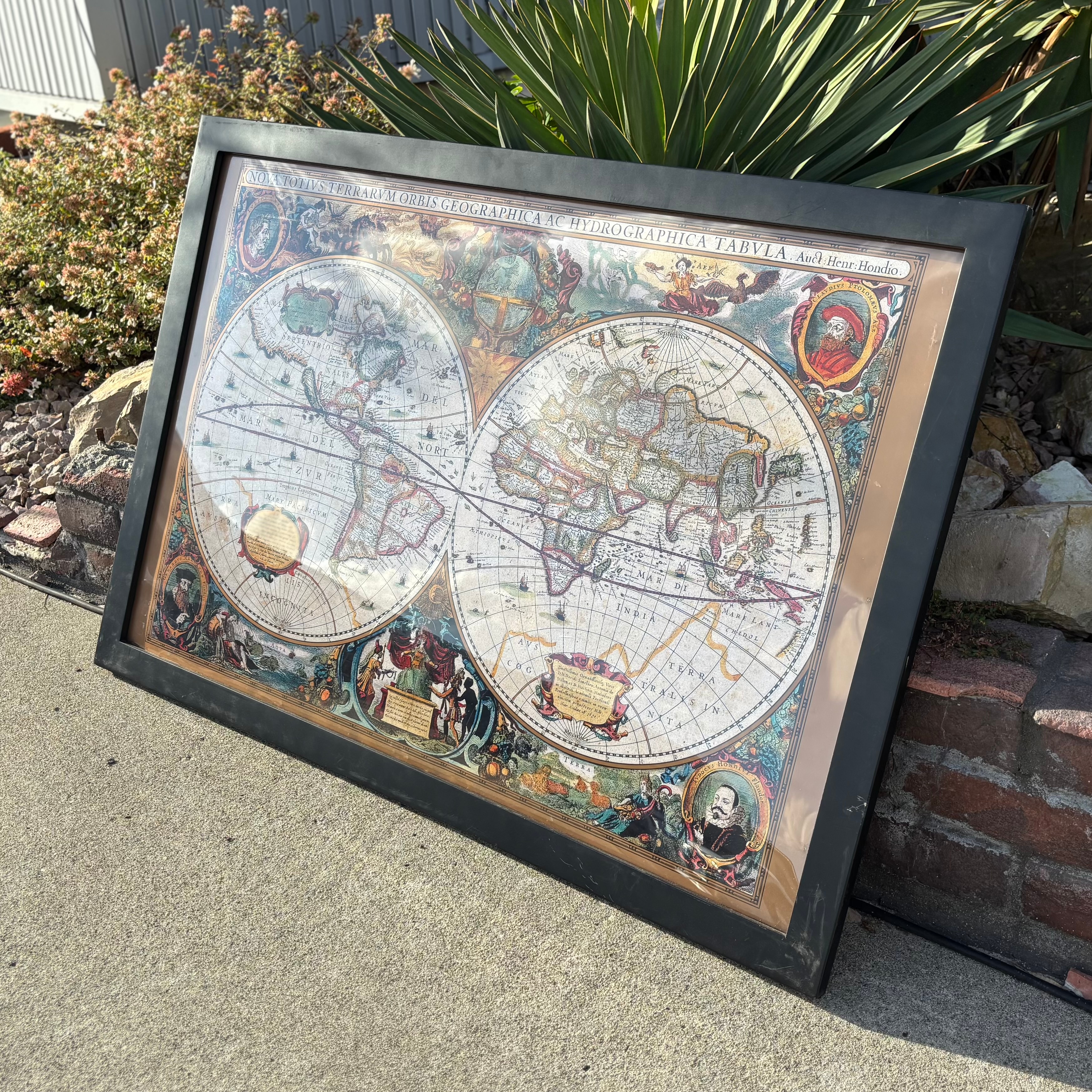 Vintage World Map Framed Art