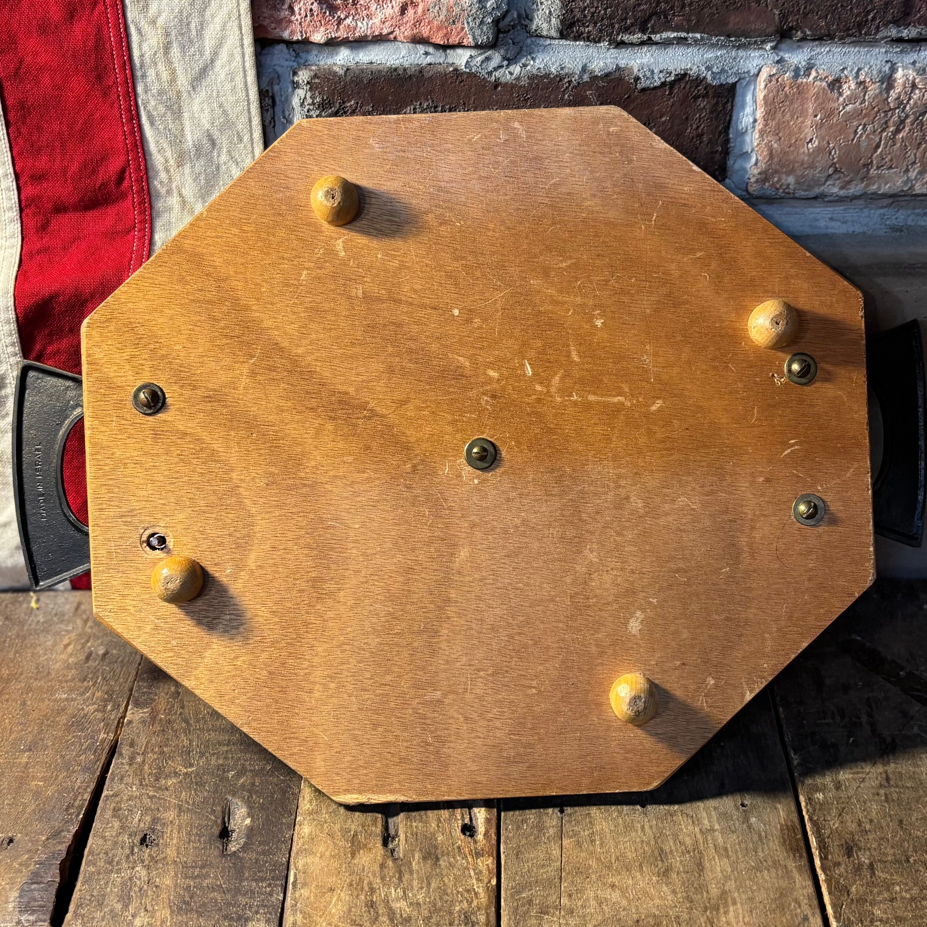 Vintage Wooden & Glass Serving Tray