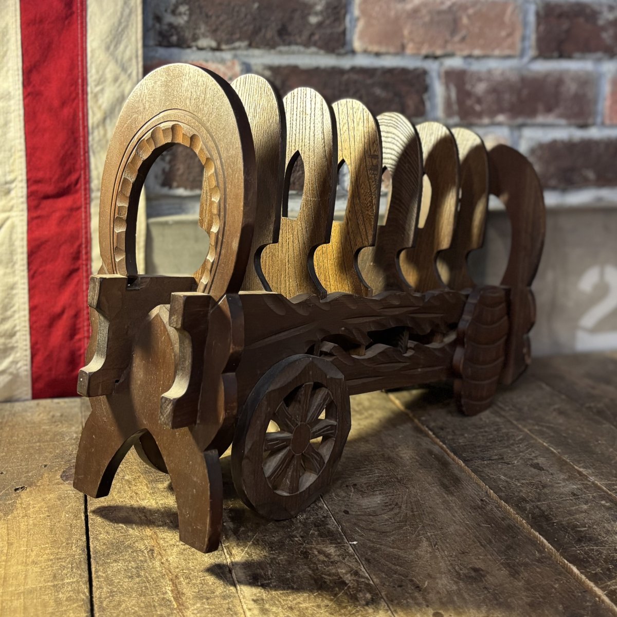 Vintage Wooden Wagon Cart Napkin or Plate Holder
