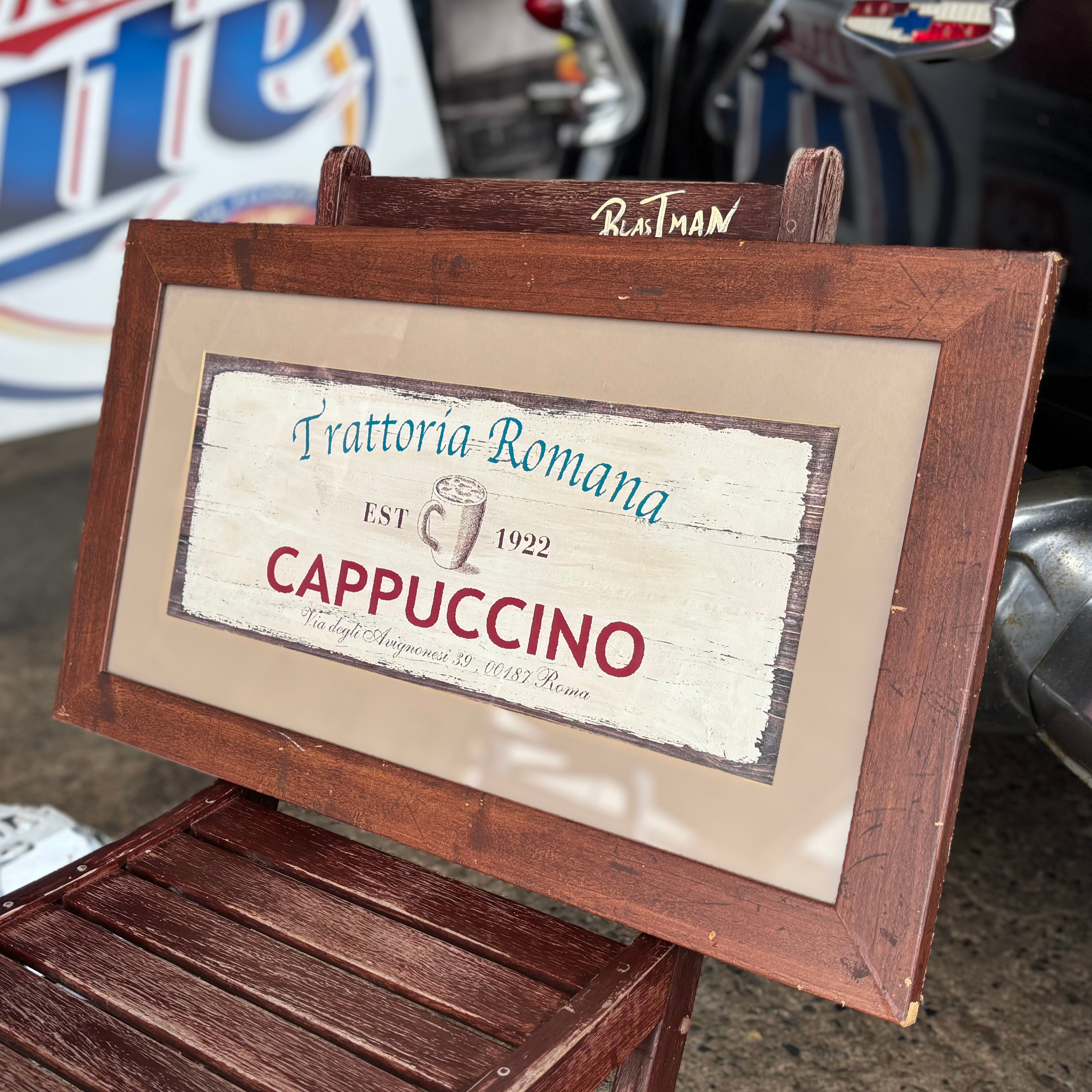 Trattoria Romana CAPPUCCINO Vintage Framed Sign