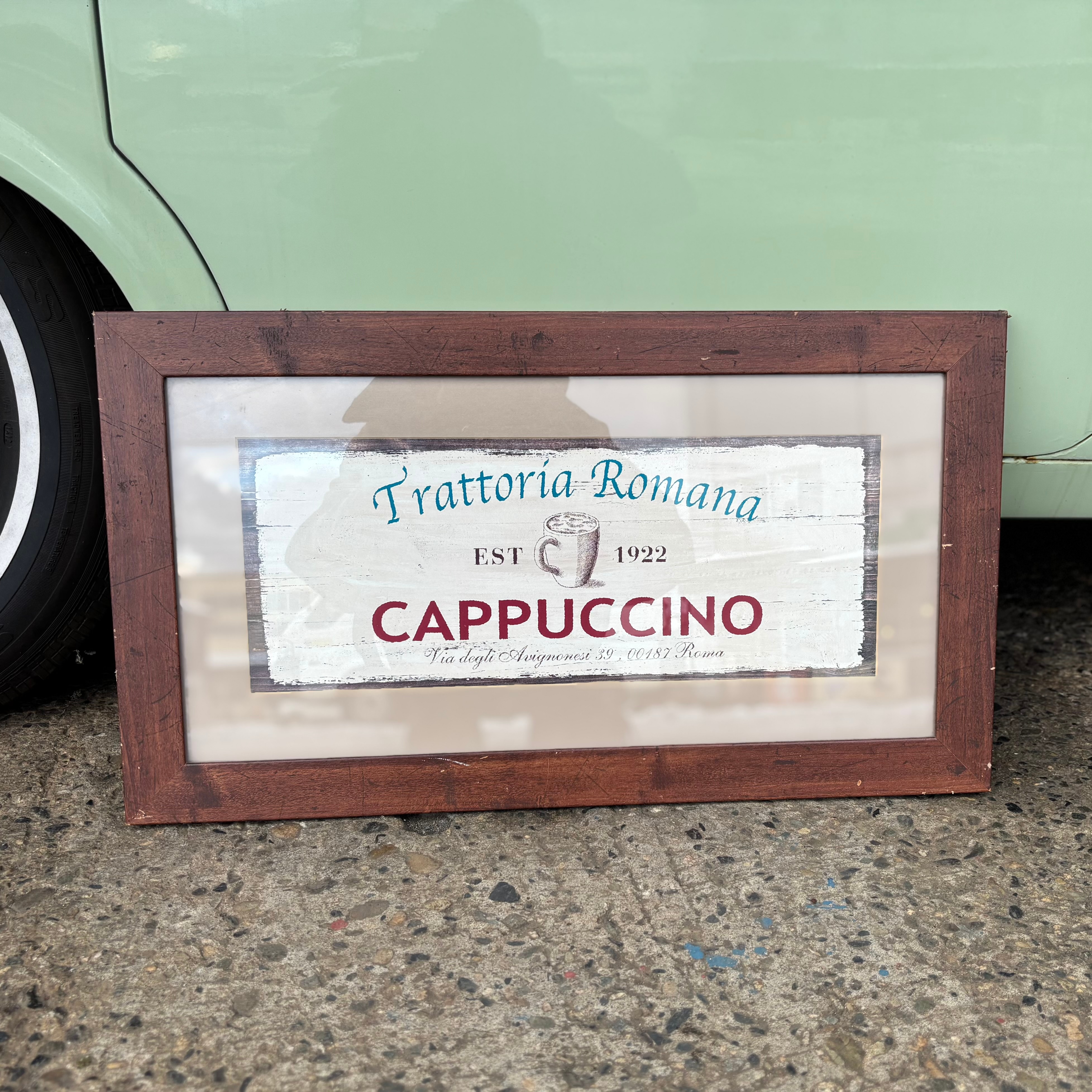 Trattoria Romana CAPPUCCINO Vintage Framed Sign Trattoria Romana CAPPUCCINO Vintage Framed Sign