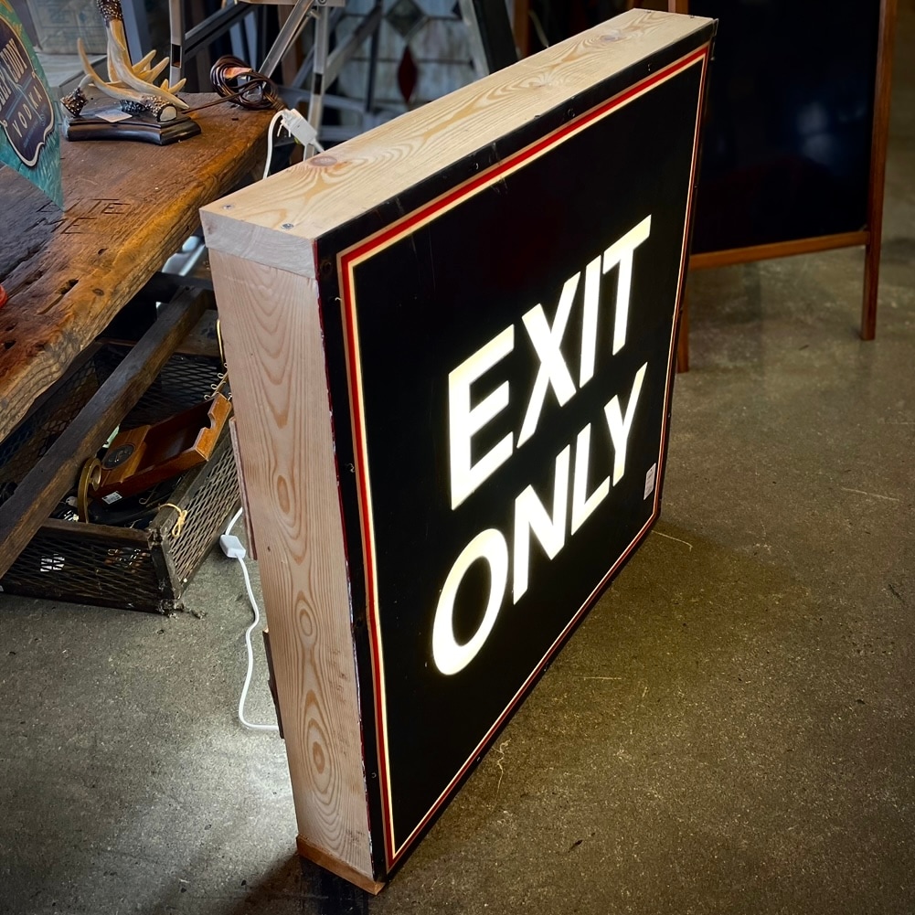 BIG Size!! Vintage Light Sign EXIT ONLY