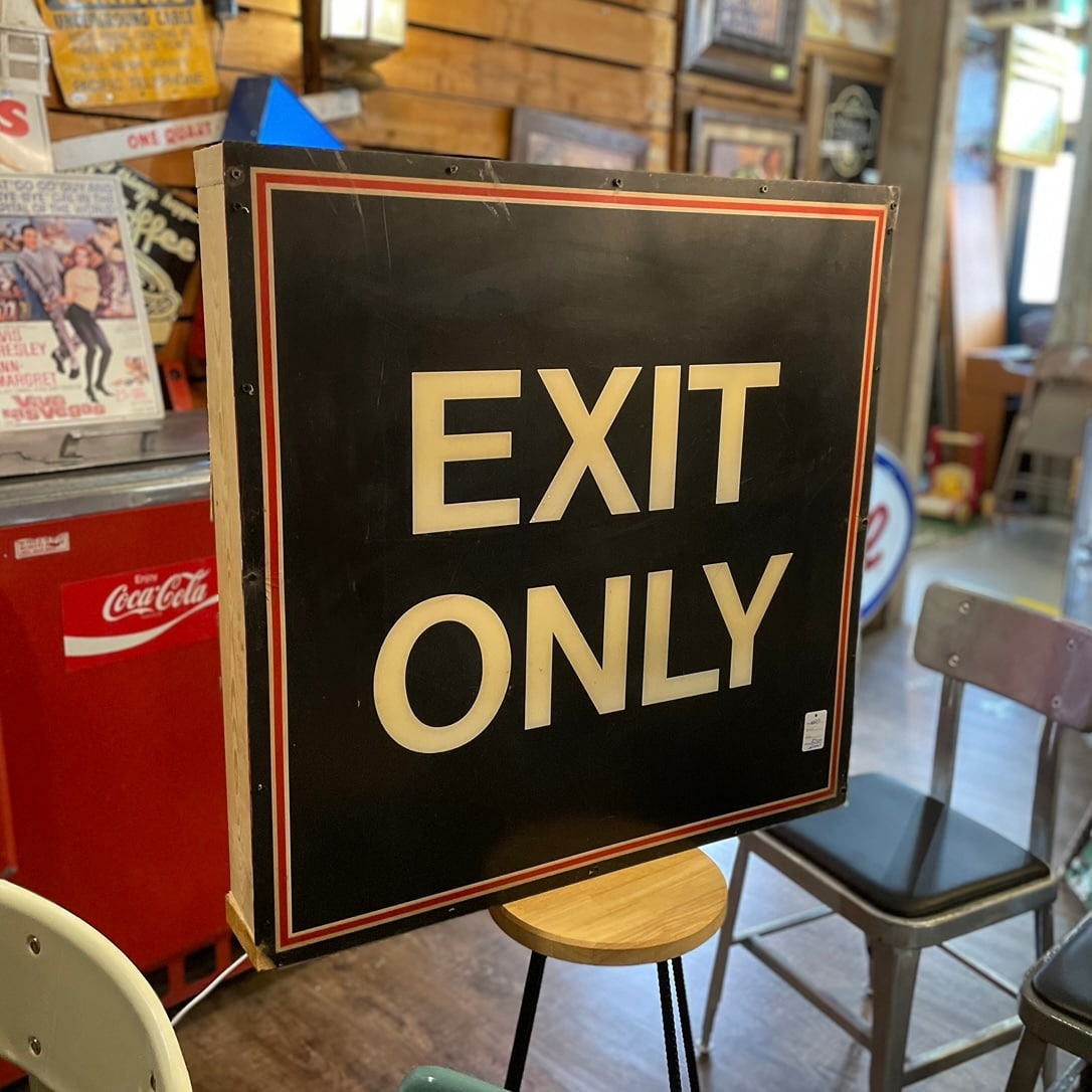 BIG Size!! Vintage Light Sign EXIT ONLY