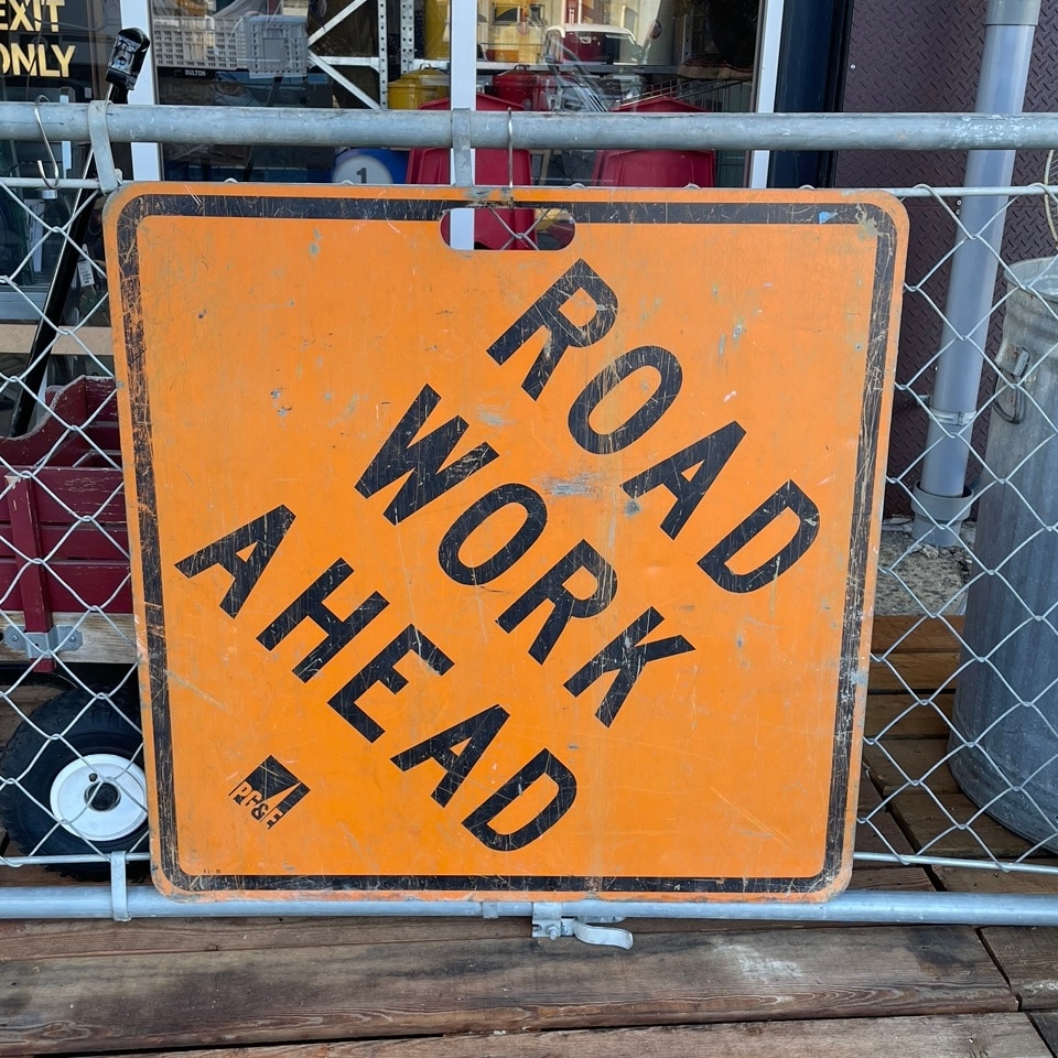 1970s-80s Vintage PG&E Road Work Ahead Road Sign