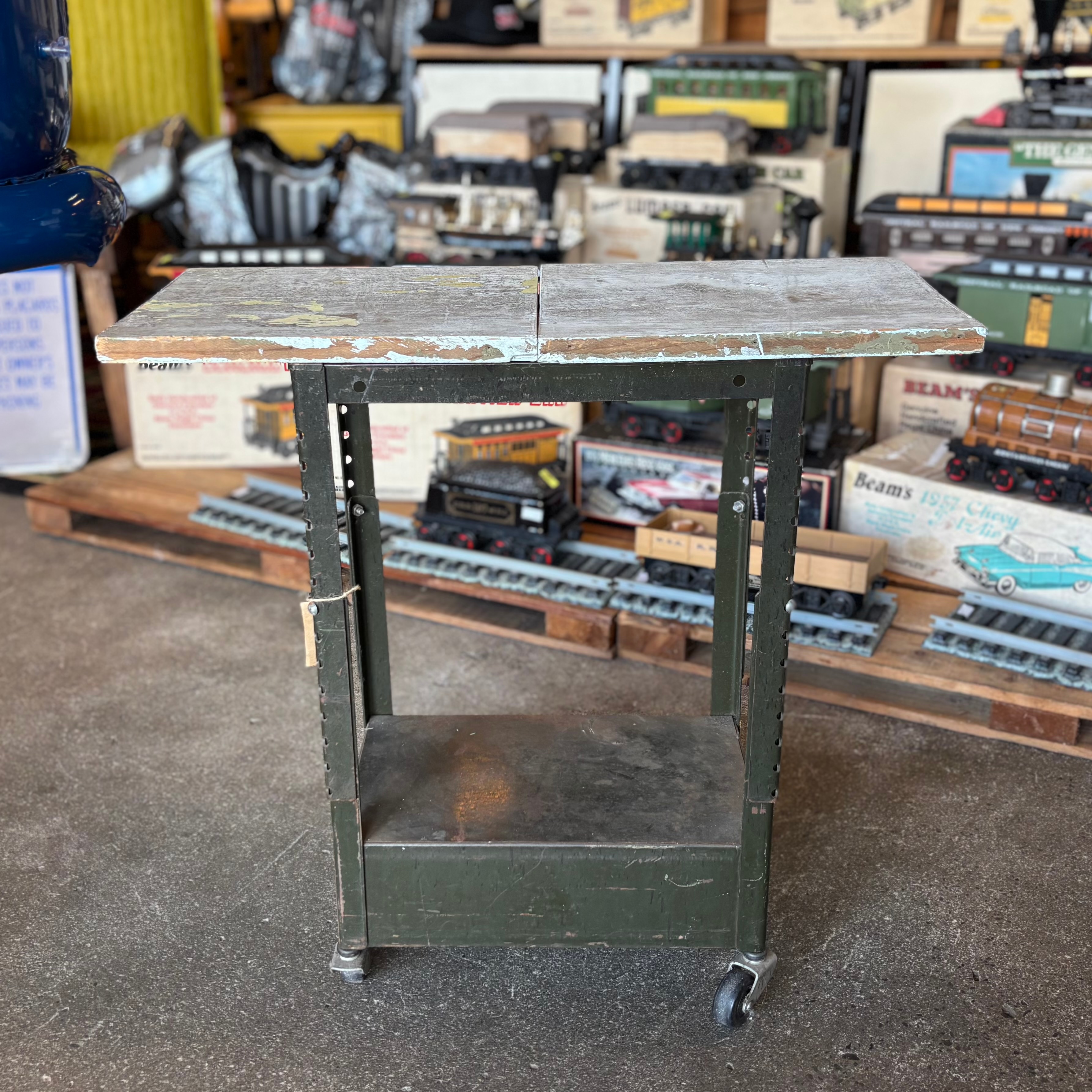 Vintage Industrial Rolling Side Table