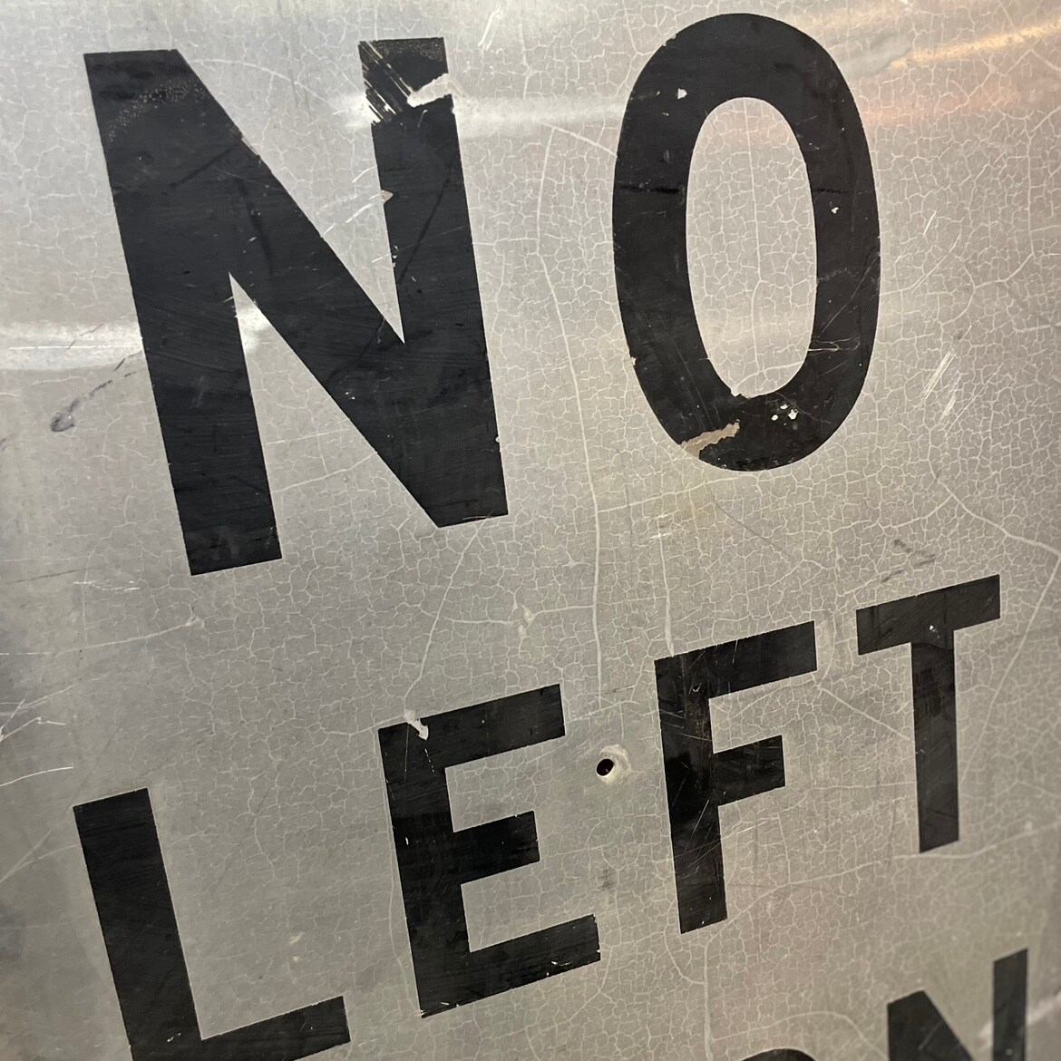 BIG Size!! U.S Vintage Road Sign “NO LEFT TURN”