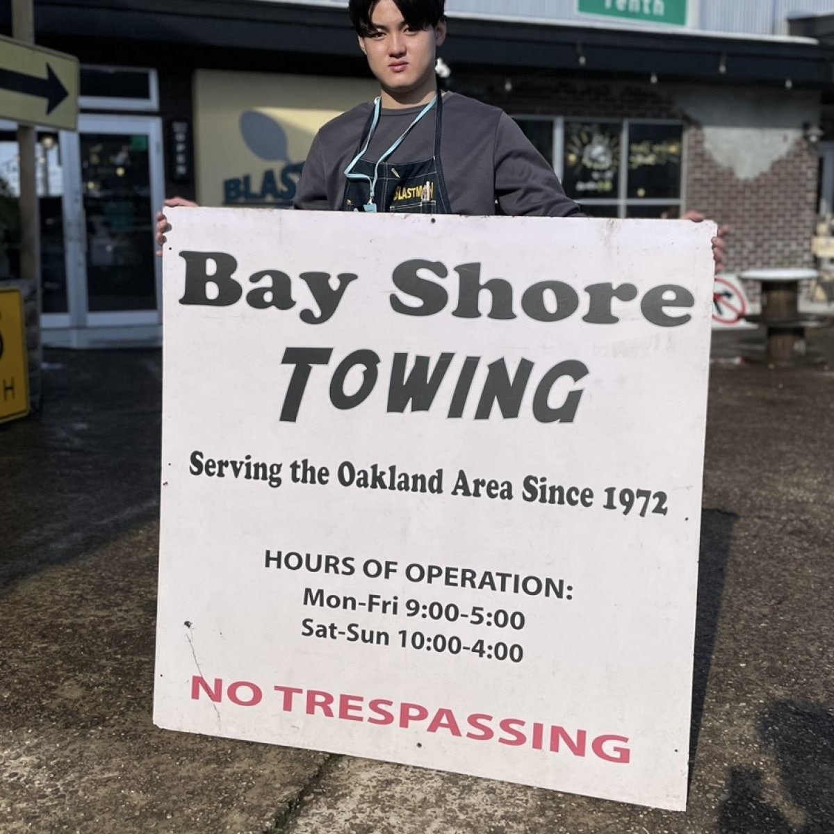 BIG Size!! U.S Vintage Sign “Bay Shore Towing”