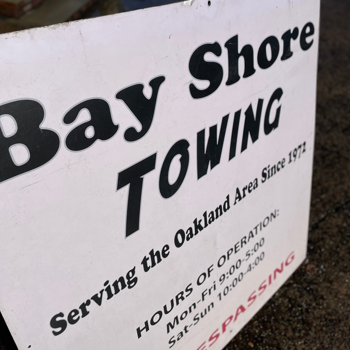 BIG Size!! U.S Vintage Sign “Bay Shore Towing”