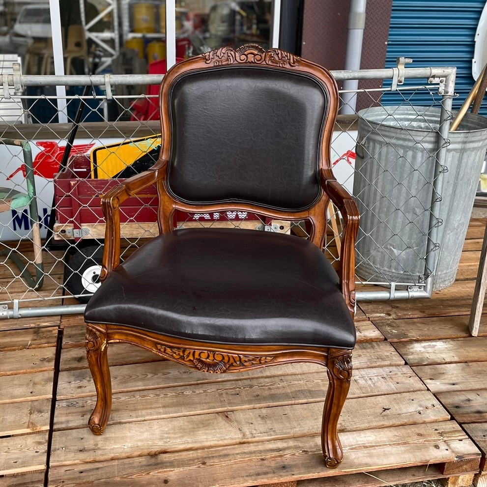 Vintage Carved Wood Armchair