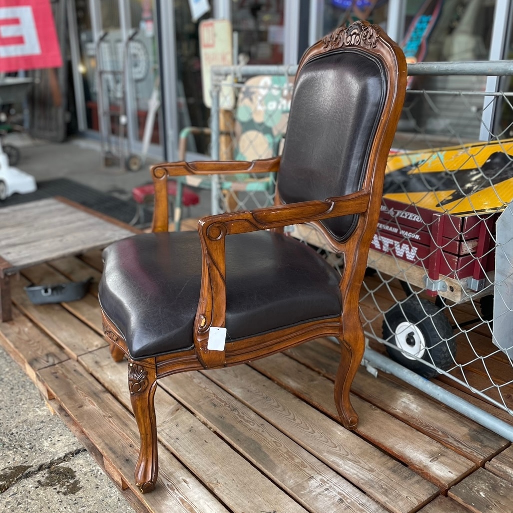 Vintage Carved Wood Armchair