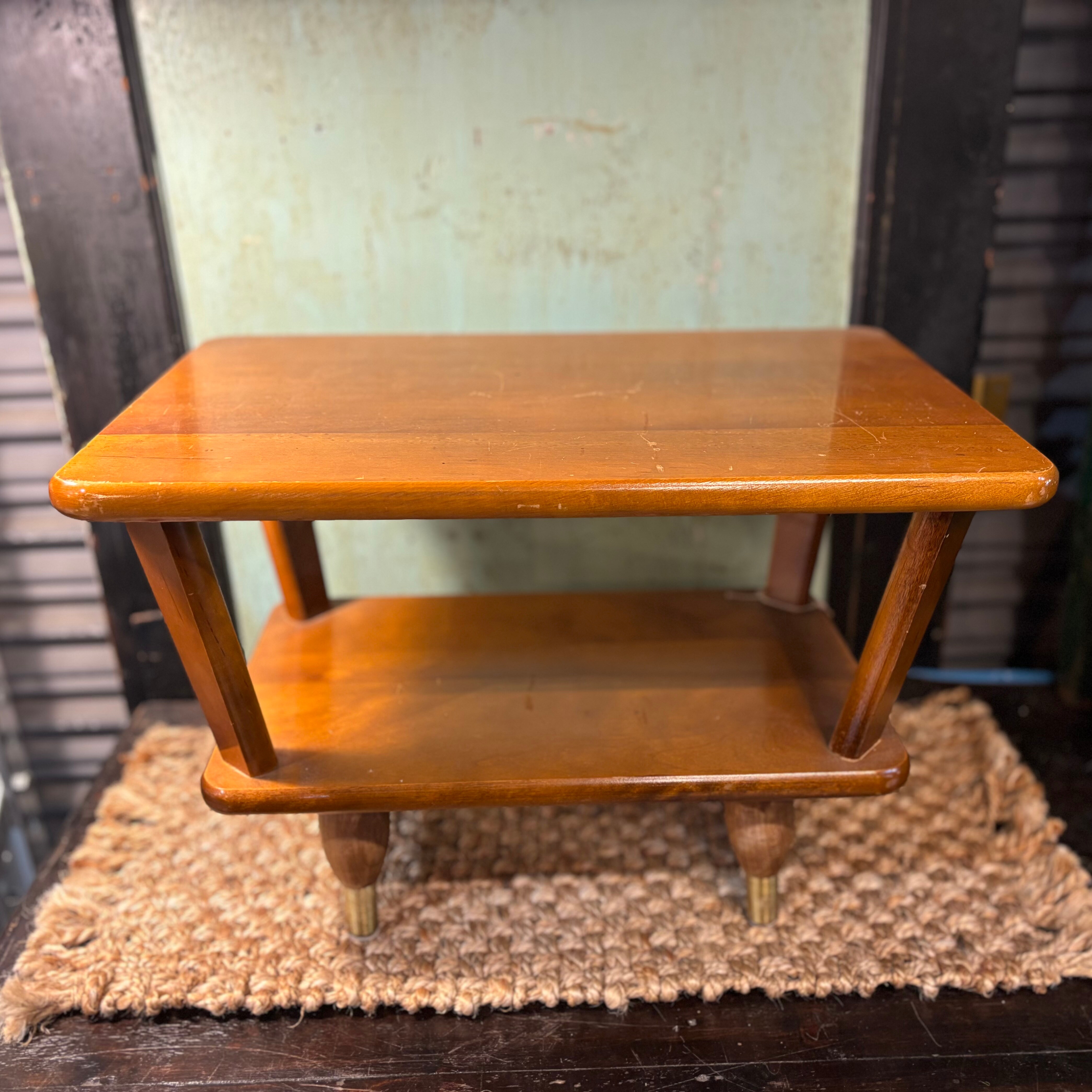 Mid-Century Modern 2-Tier Wood Side Table