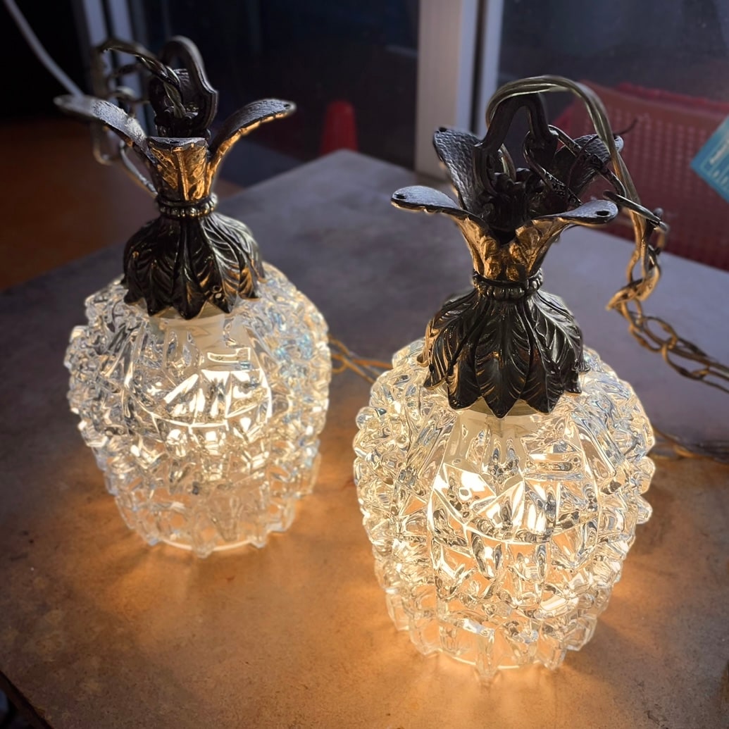 Vintage Dual Pineapple Glass Pendant Lights（2灯式）