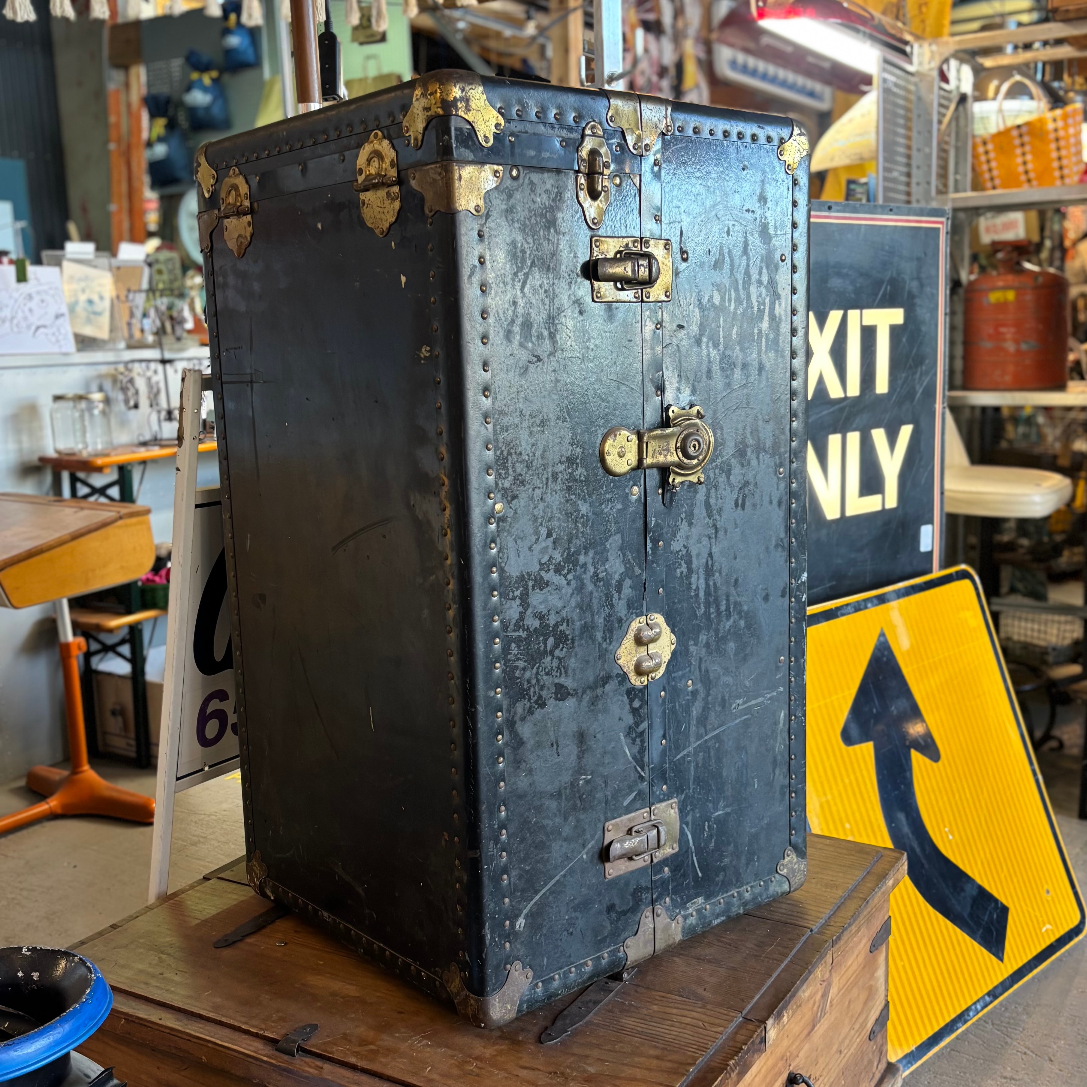 Antique Wardrobe Steamer Trunk -