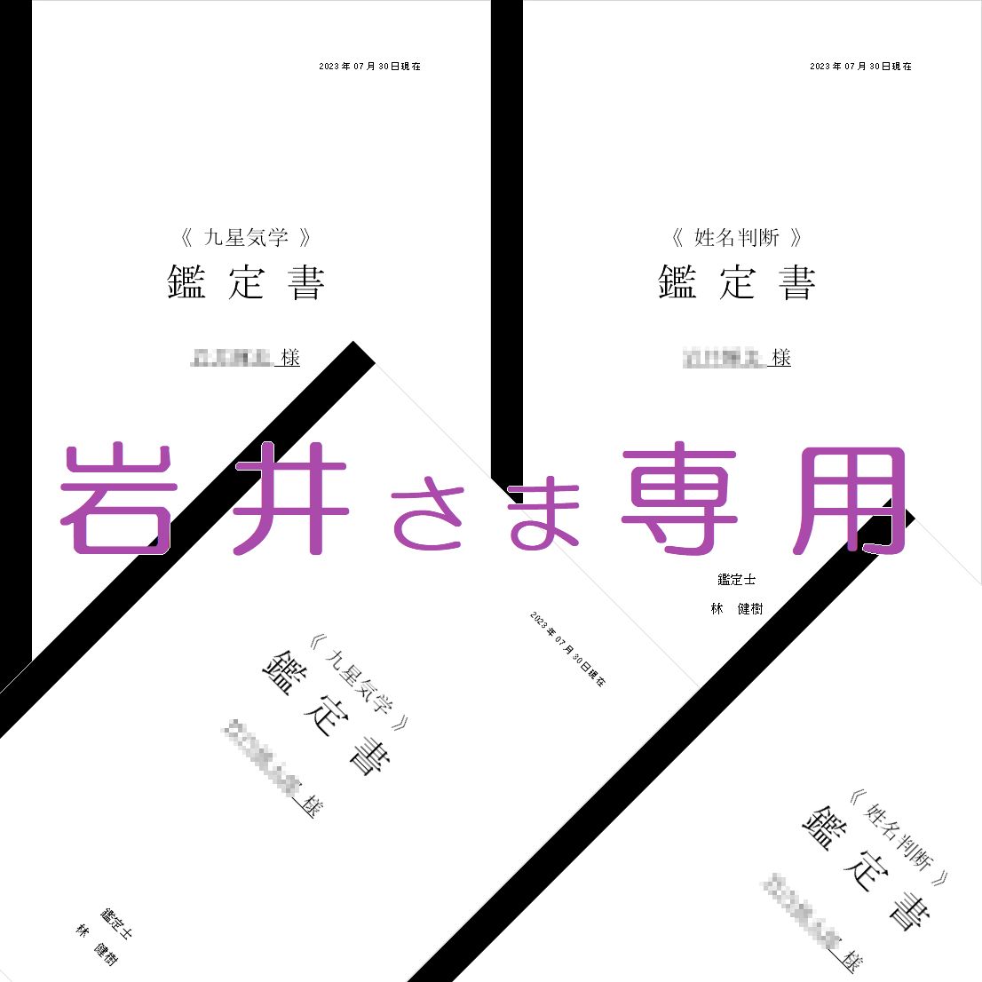 鑑定書(姓名判断／九星気学)岩井さま専用