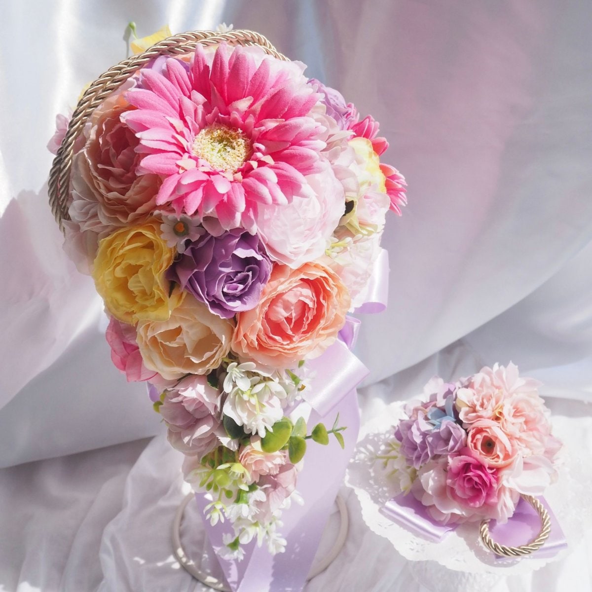 造花】ニュアンスカラーのブーケ【結婚式 フラワー ブーケ