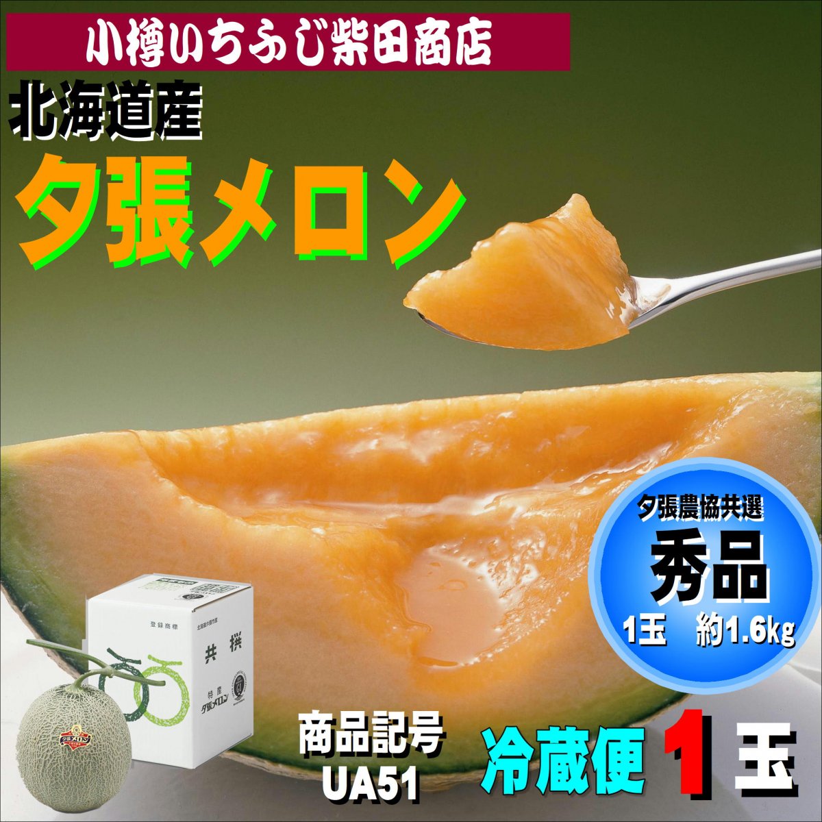夕張メロン　秀品　1玉　約1.6㎏　UA51