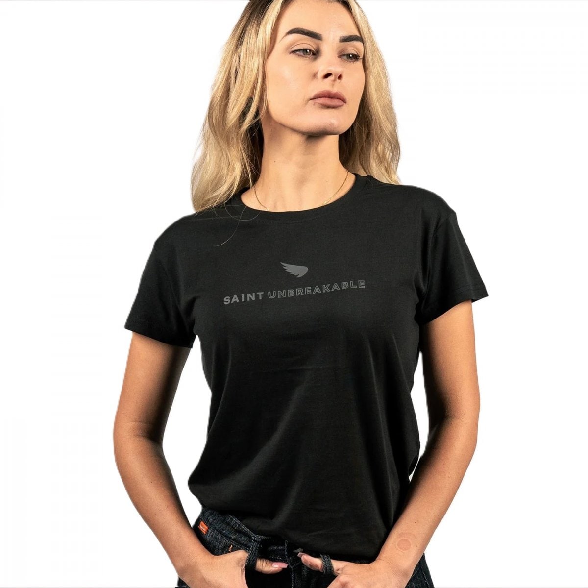 レディース テキスト ロゴ 半袖 Tシャツ ブラック ストーン 2色展開 バイクファッション ライダース