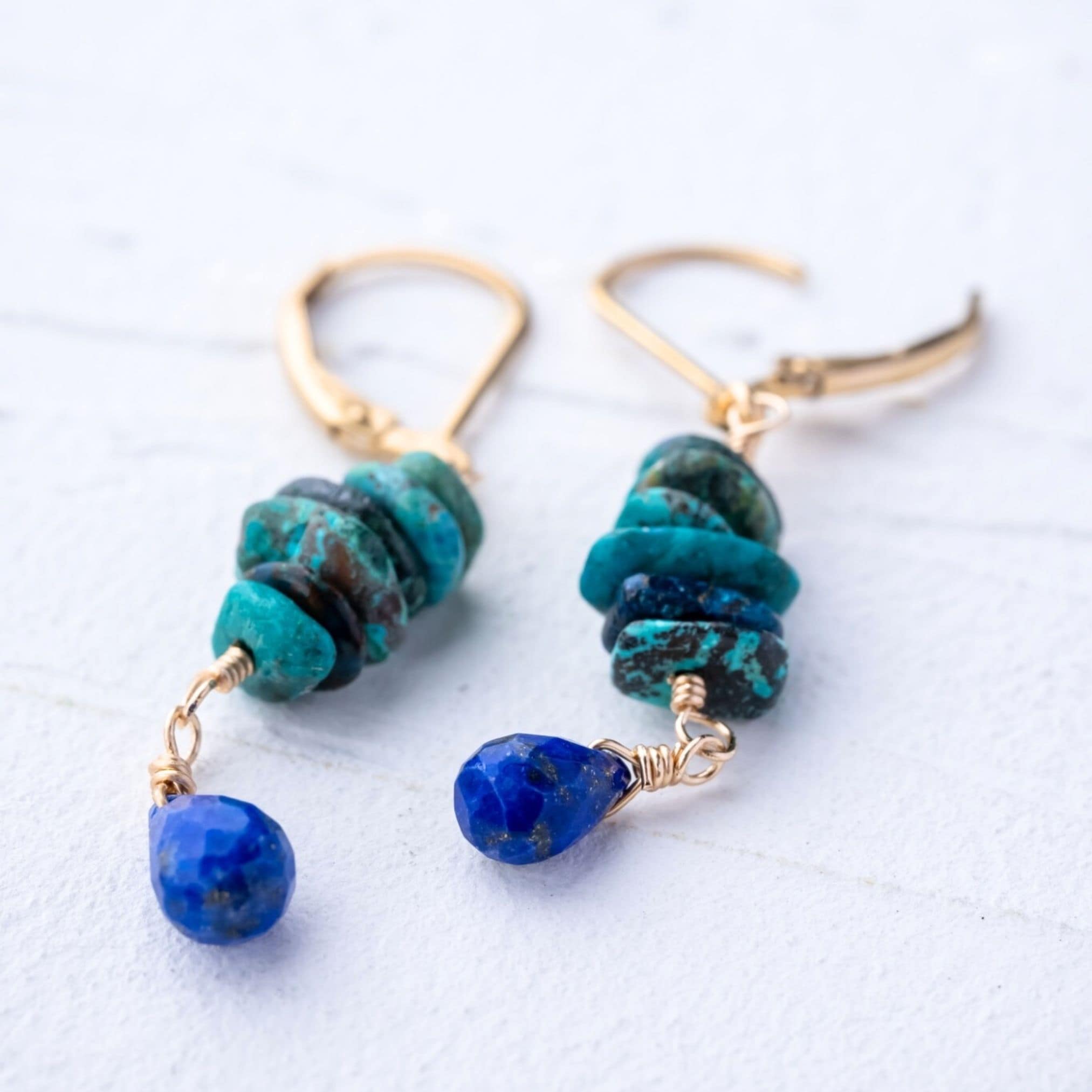 ラピスラズリ＆クリソコラ 金属アレルギー対応 14kgf フレンチフック