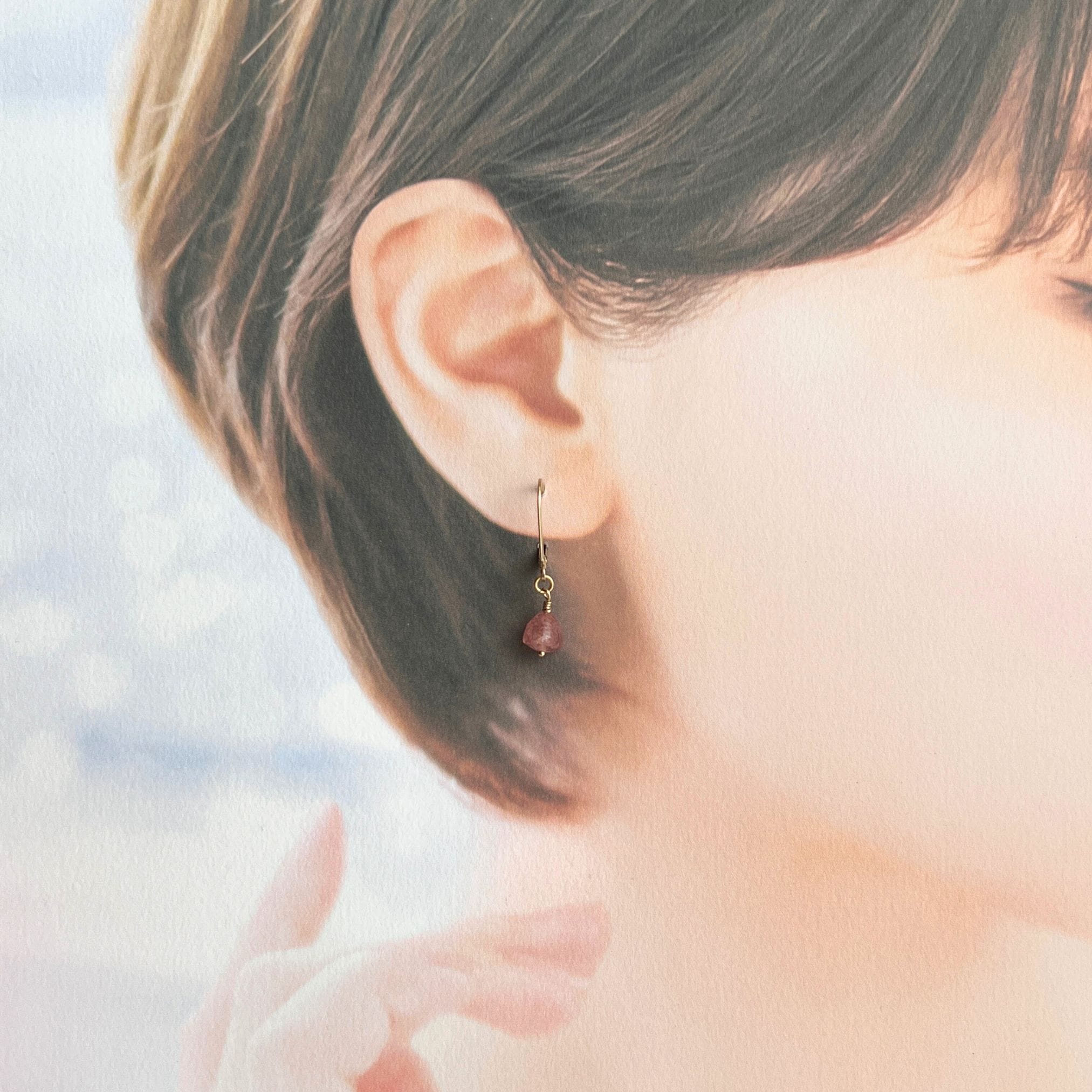 ピンクエピドート 金属アレルギー対応 14kgf フレンチフックピアス