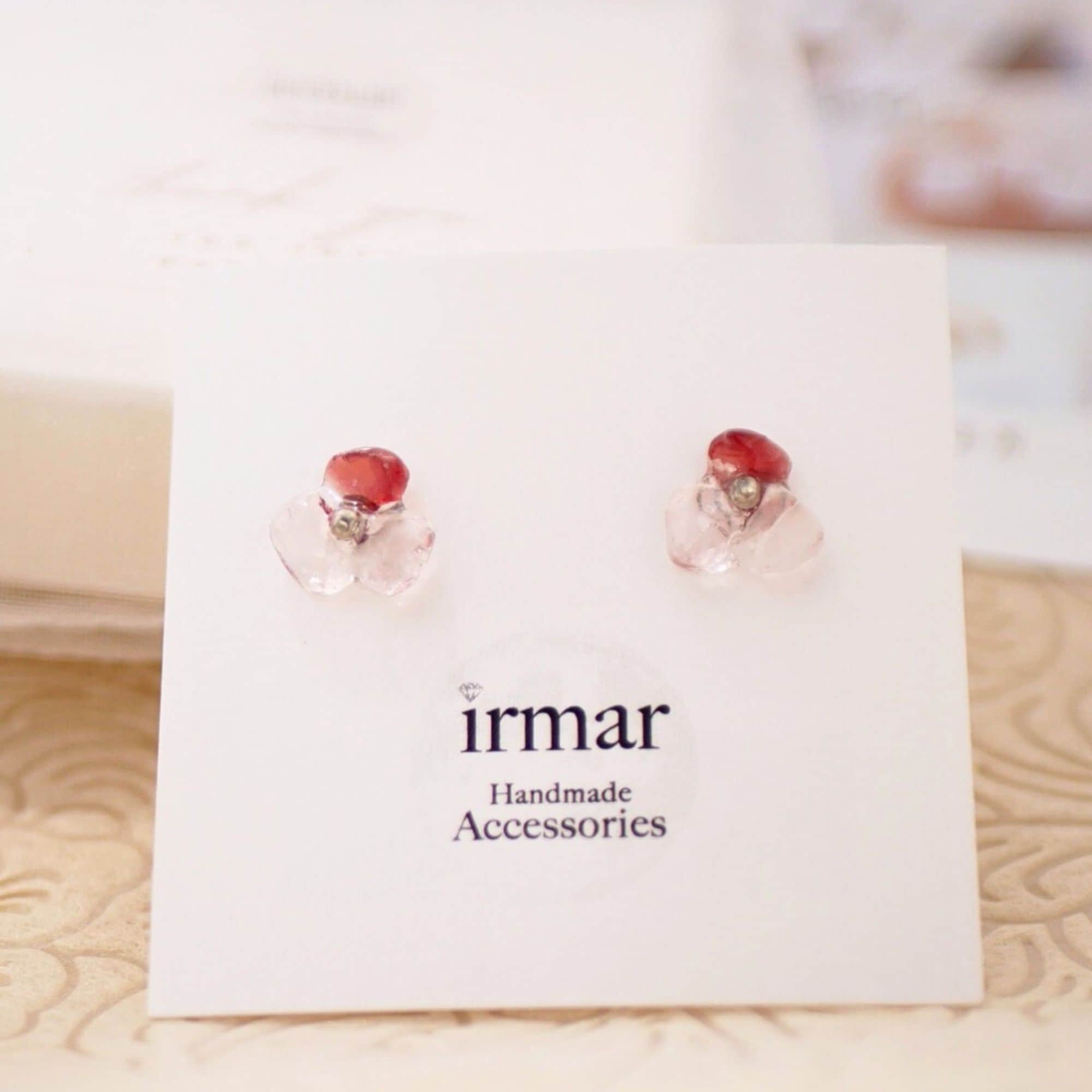 モスアゲートネモフィラフラワーカービング＊ピアスorイヤリング ネモフィラ 一輪ピアス/イヤリング | tomoka craft&accessory