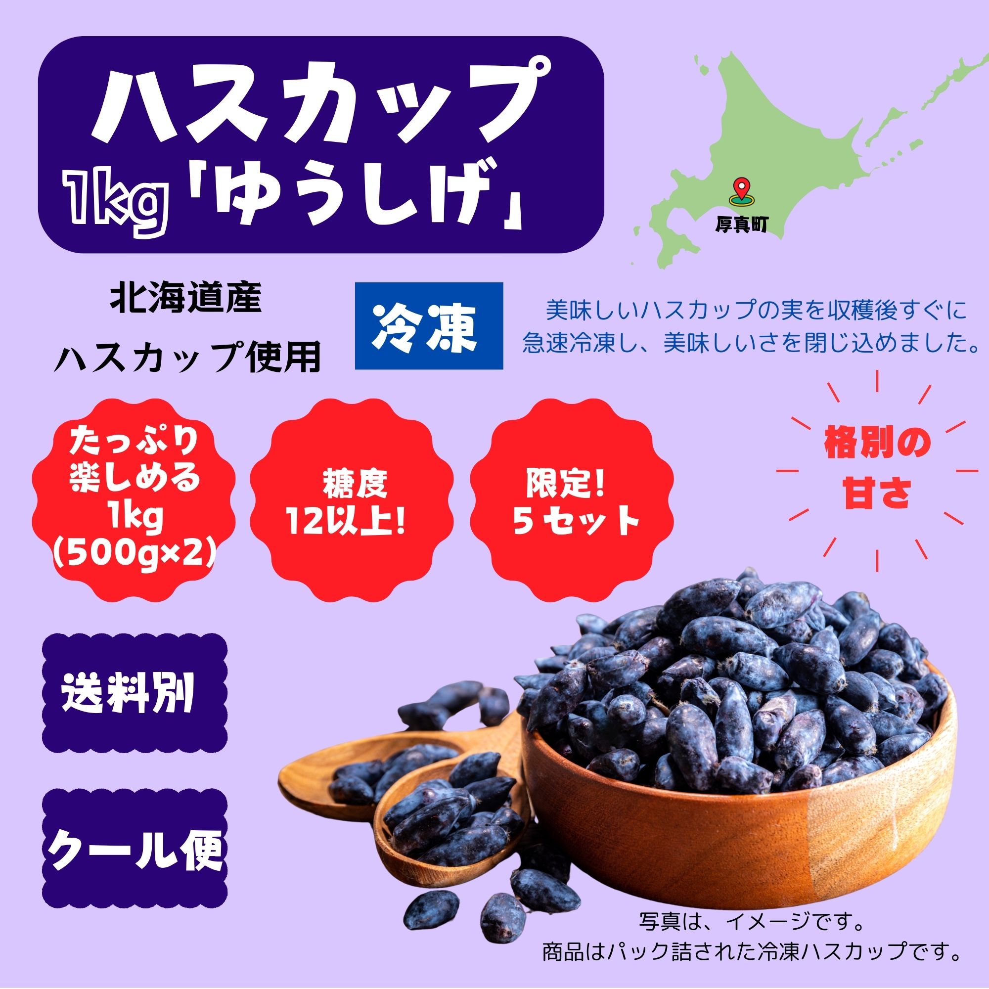 【2024年産】新鮮　ハスカップ　冷凍　5kg　送料込み 2024年産】新鮮 ハスカップ 冷凍 5kg 送料込み