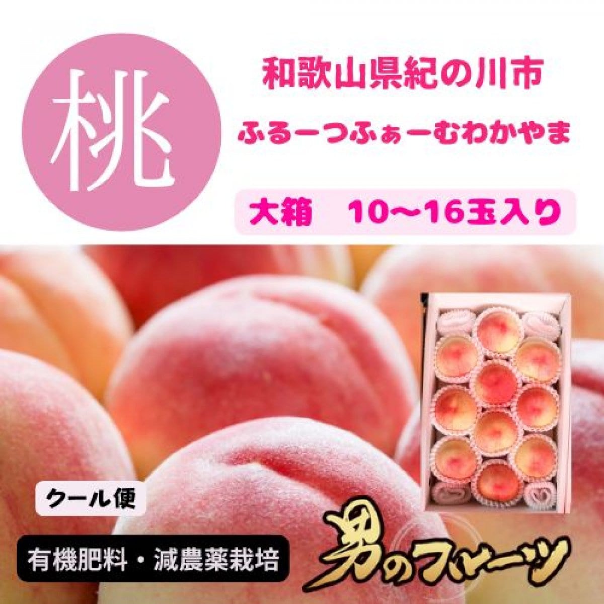 2025年度産予約販売スタート【高ポイント還元】旬の桃🍑(有機肥料・減農薬栽培)和歌山県紀の川市産　大箱１０〜16玉入り/送料込み（一部地域を除く）/クール便でお届け　７月中旬より順次発送