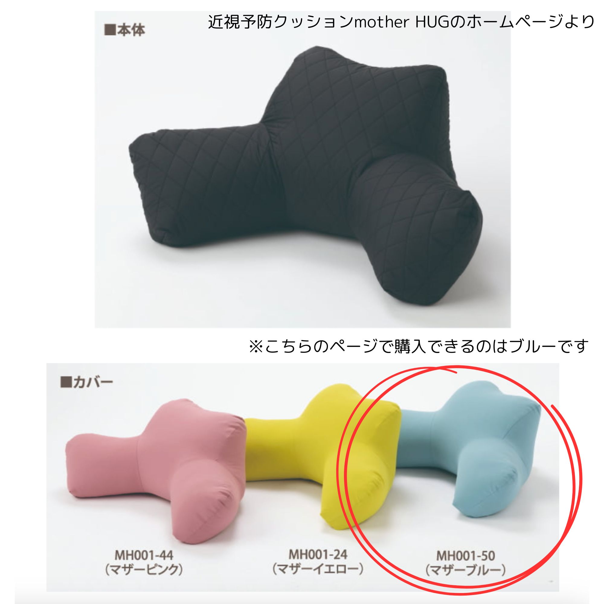 近視予防クッションmother HUG（マザーハグ）マザーブルー