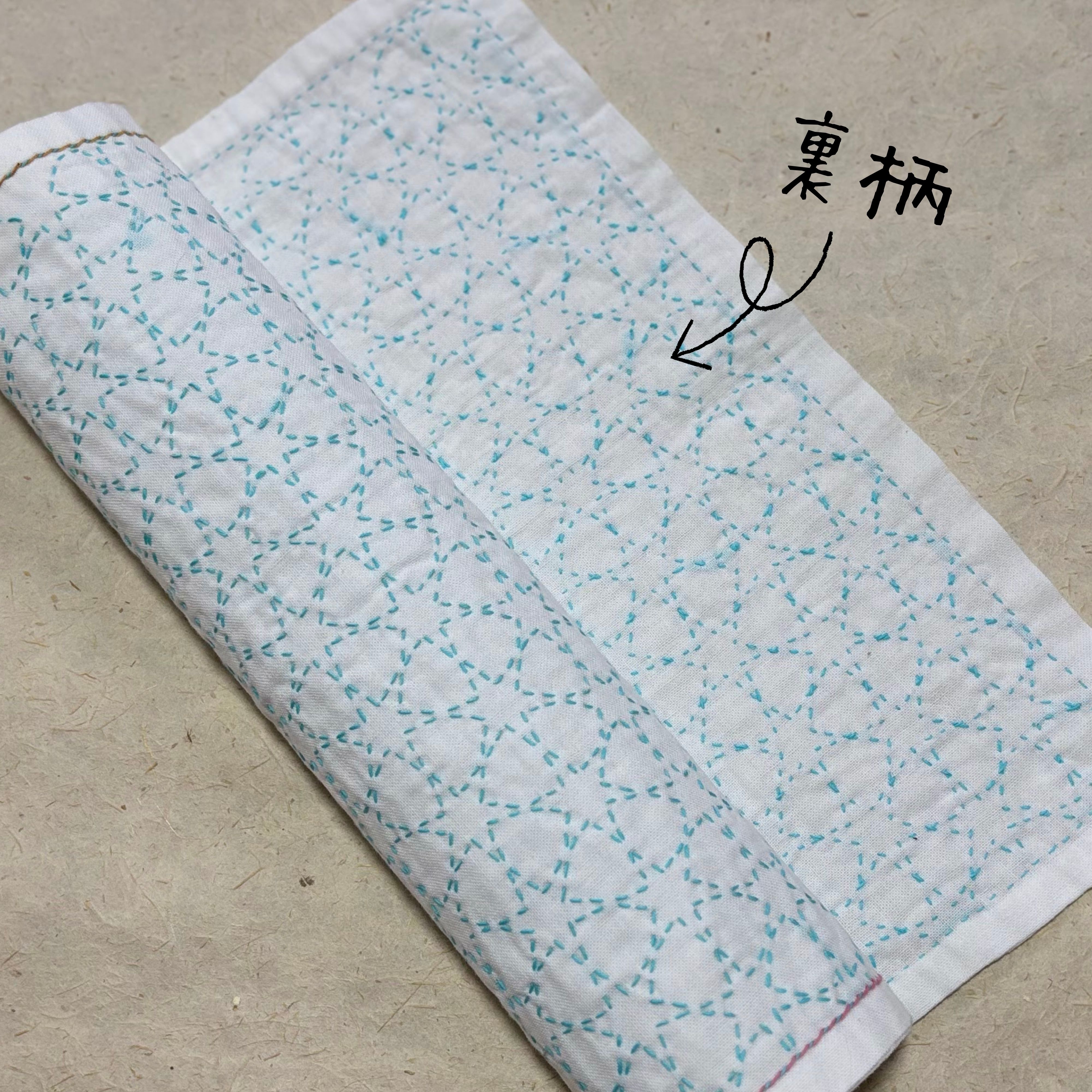 朝顔刺し】刺し子ふきん⑧ 33cm×38cm