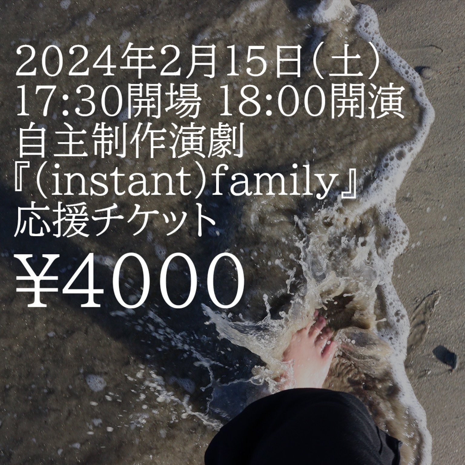 【座席自由】お気持ち応援チケット！自主制作演劇『(instant)family』公演チケット 2月15日(土)17:30開場@JR東小金井