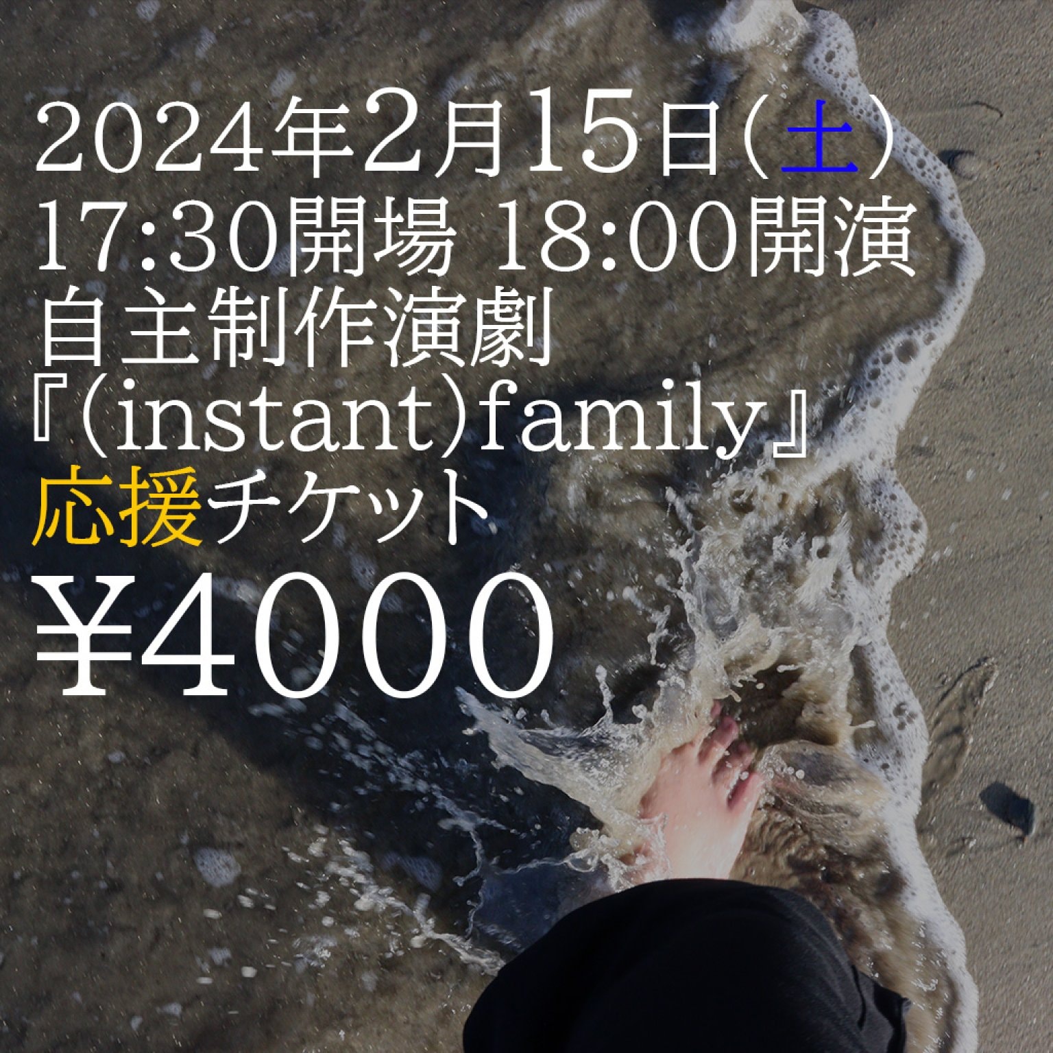 2月15日(土)17:30開場@JR東小金井|お気持ち応援チケット！自主制作演劇『(instant)family』公演チケット 
