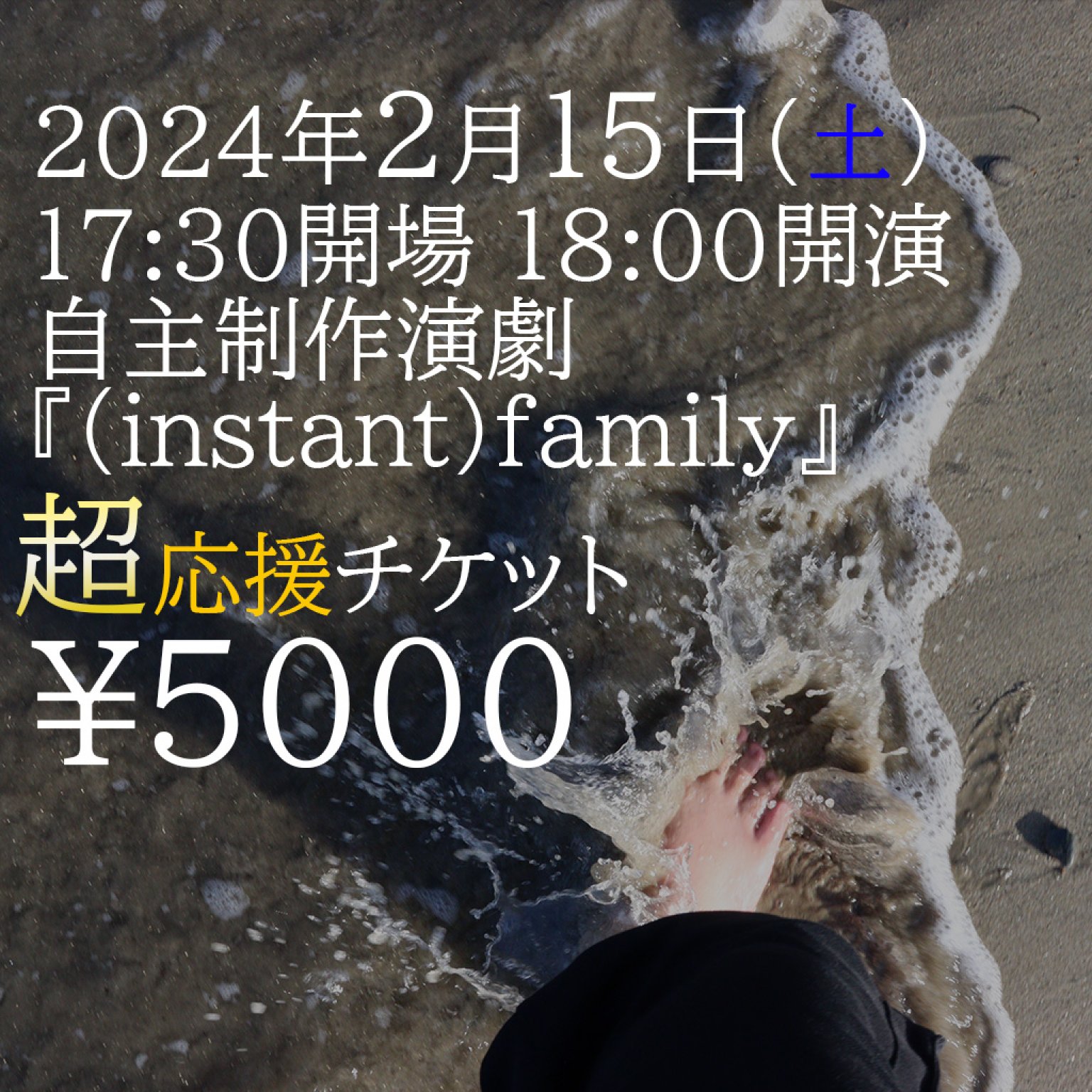2月15日(土)17:30開場@JR東小金井|超！お気持ち応援チケット！自主制作演劇『(instant)family』公演チケット 