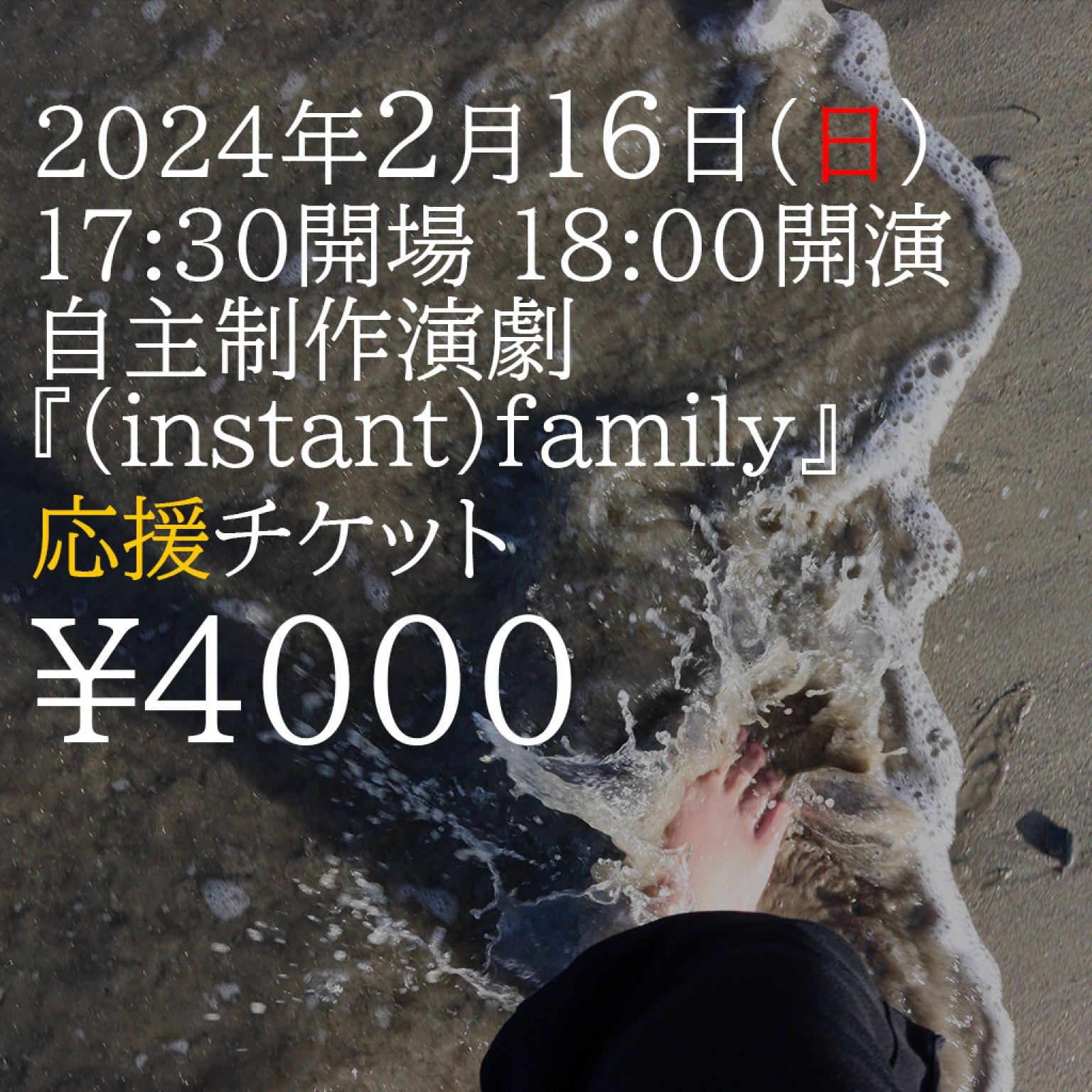 2月16日(日)17:30開場@JR東小金井|お気持ち応援チケット！自主制作演劇『(instant)family』公演チケット 