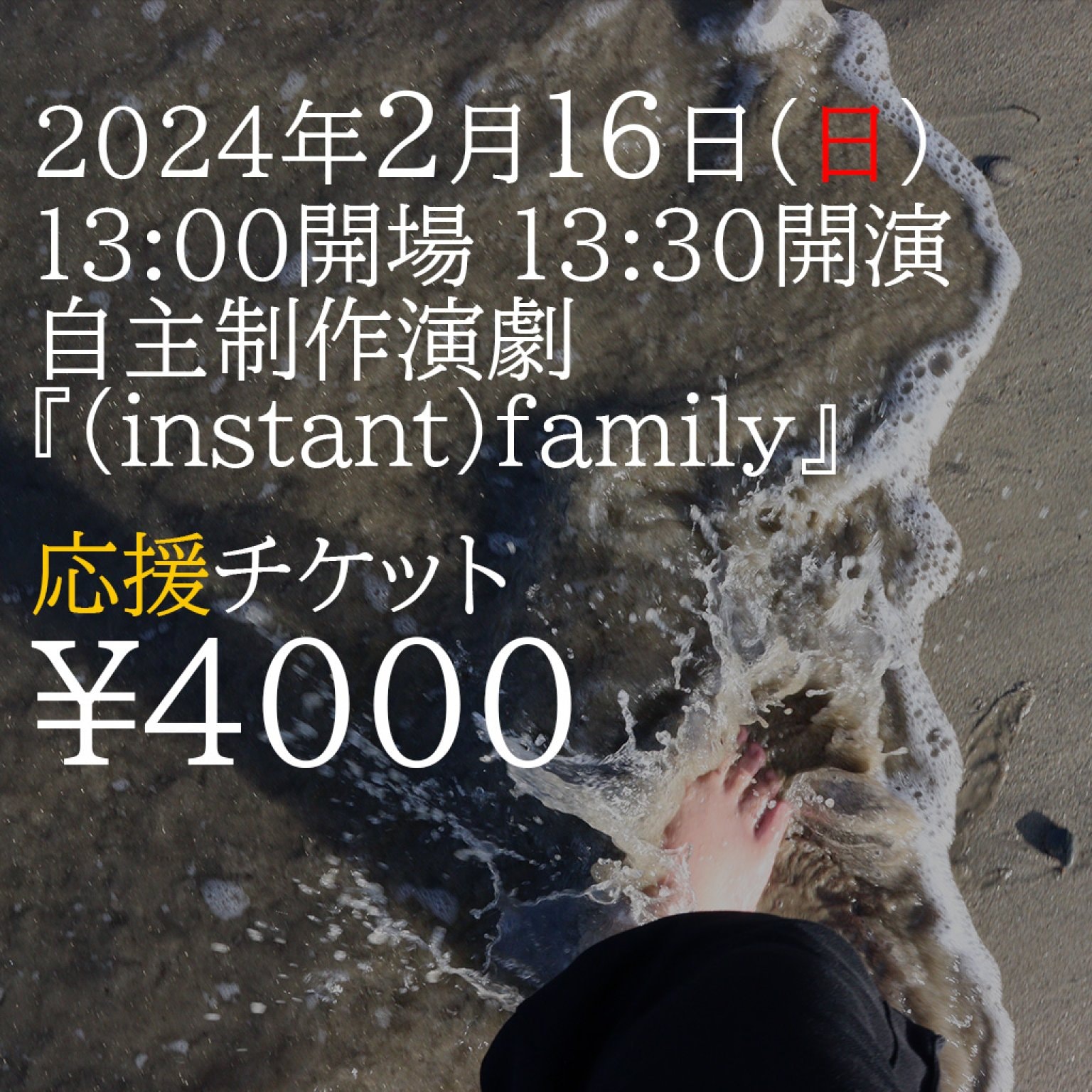  2月16日(日)13:00開場@JR東小金井|お気持ち応援チケット！自主制作演劇『(instant)family』公演チケット