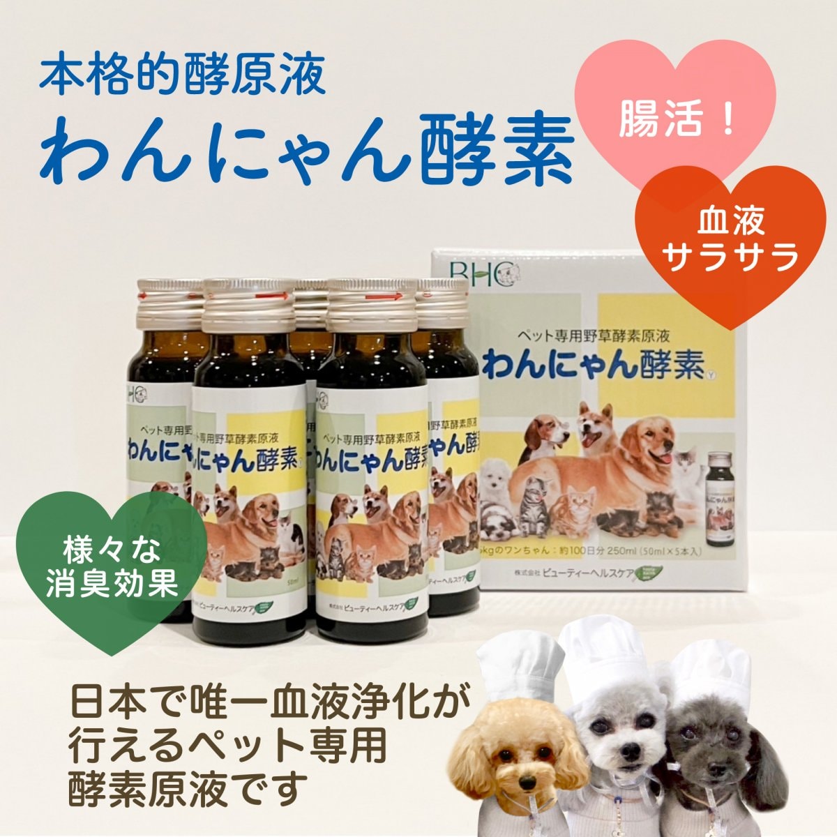 わんにゃん酵素 五十種野草酵素原液 野草タイプ 250ml (50ml × 5本)/ 犬用・ペットフード