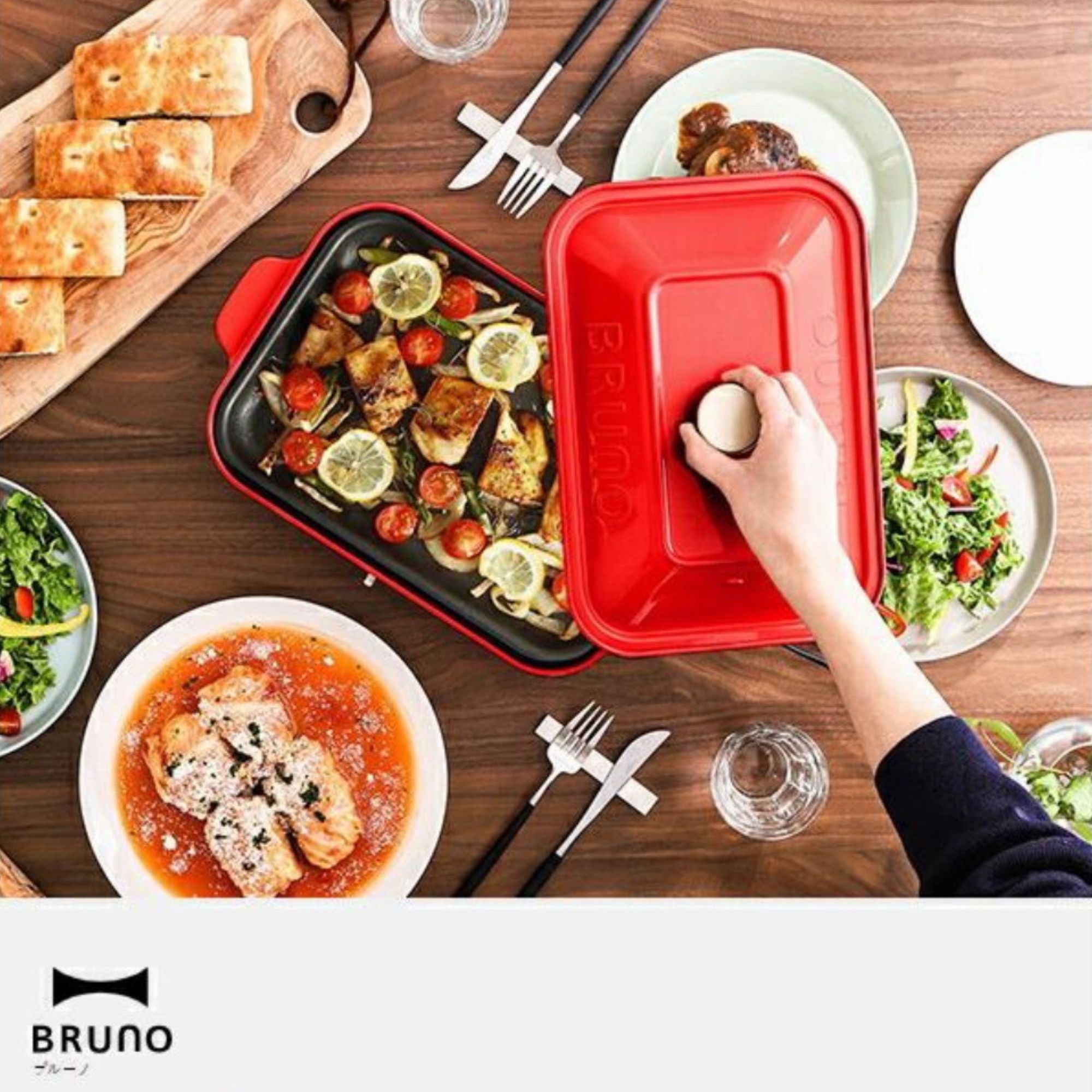 BRUNO コンパクトホットプレート ネイビー セラミックコート鍋付き