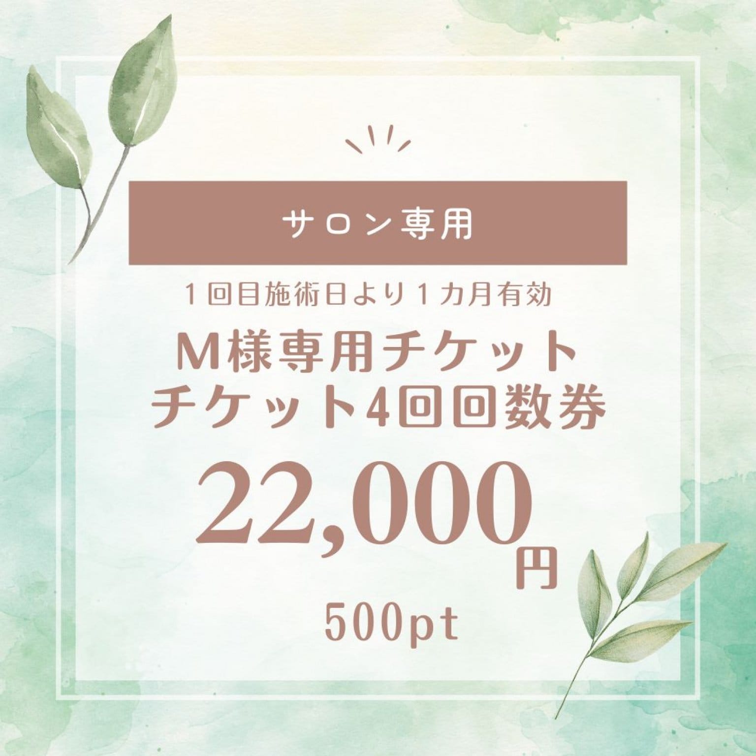 M様専用回数券　４回チケット～やすらぎの泉～【現地決済のみ】