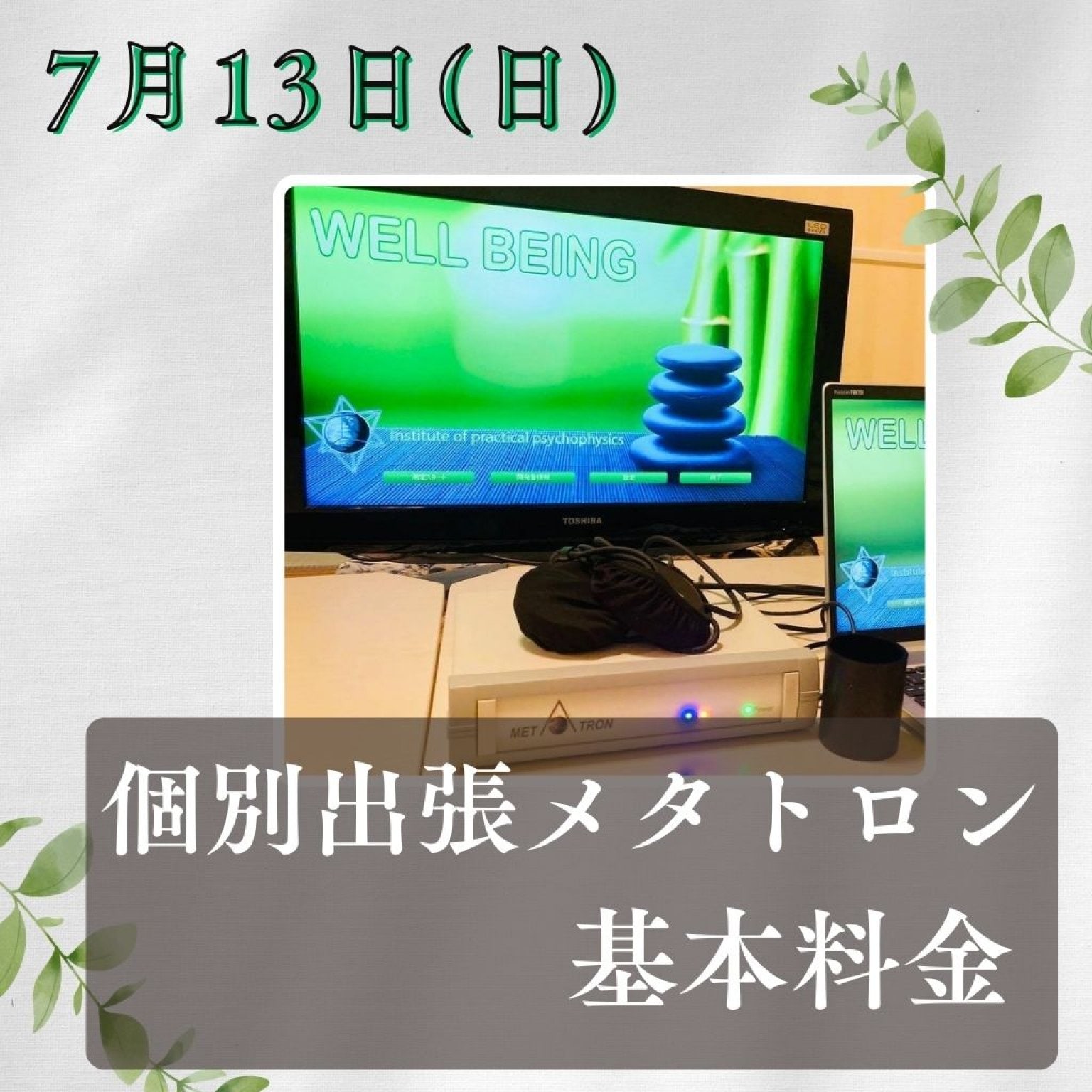 7月13日(日)【個別出張メタトロン】メタトロンセッション60分コース 基本料金 