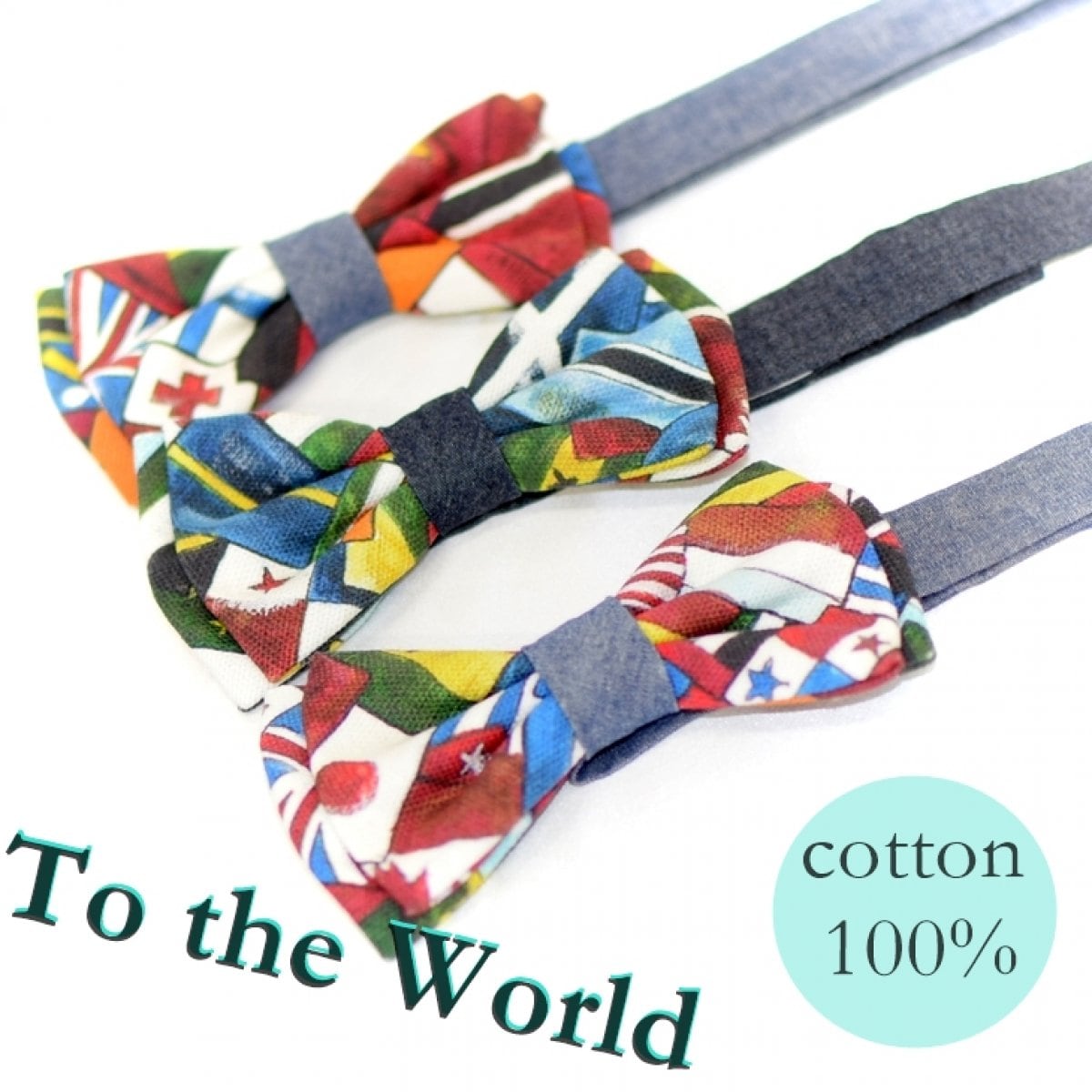 蝶ネクタイ スクエア コットン オリジナル 国旗柄 【暮らすぱいす】