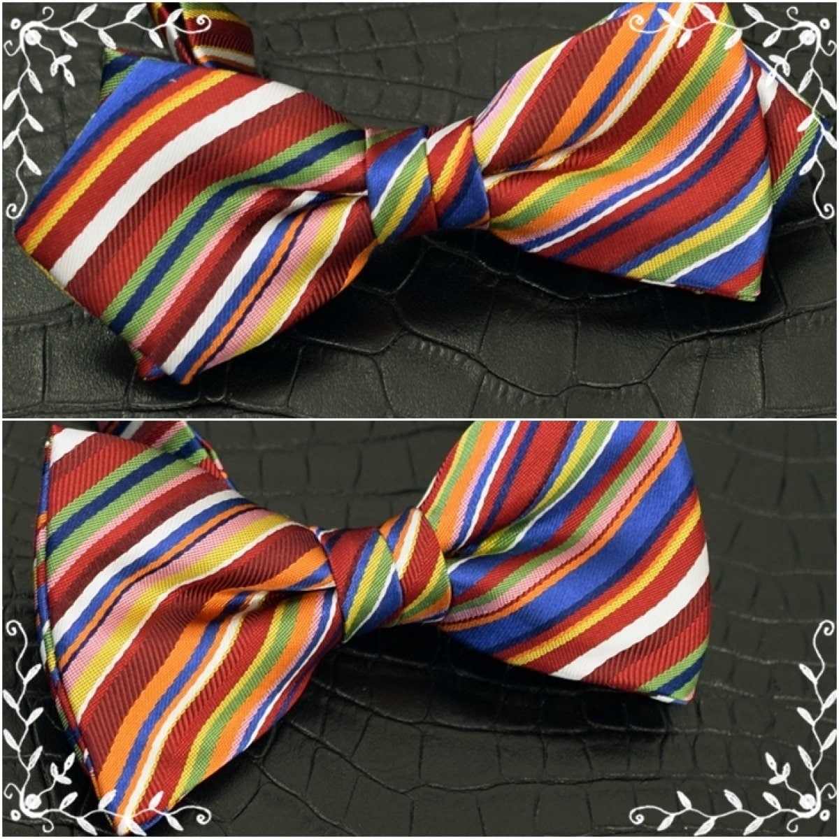 GUCCI 蝶ネクタイボウタイネックボウキャットヘッド付きストライプ