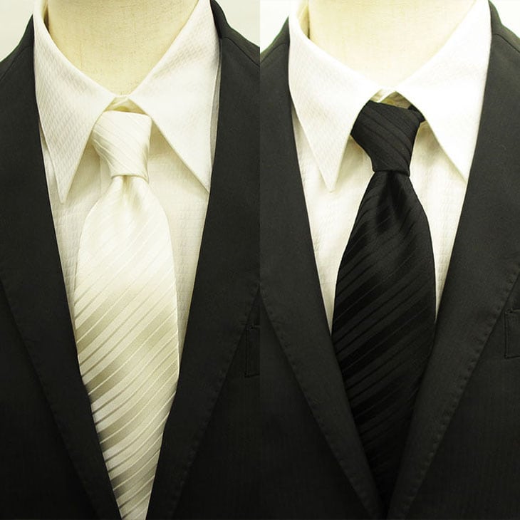 ネクタイ ストライプ ホワイト/ブラック 【暮らすぱいす】
