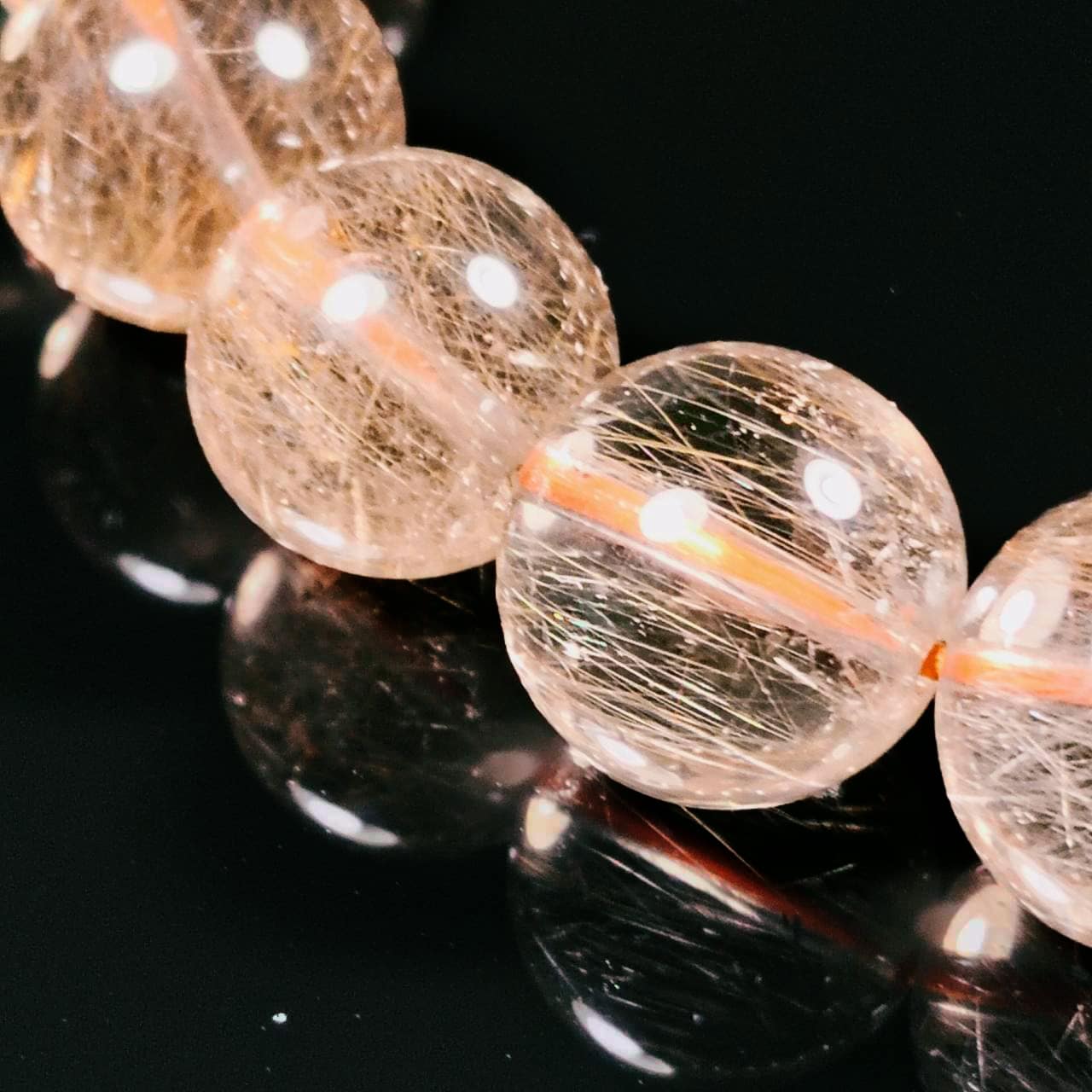 【気まぐれセール中】キラキラタイプ　ルチルクウォーツ　13mm 送料無料】ルチルクウォーツ13mm玉 ブレスレット(手首まわり17cm