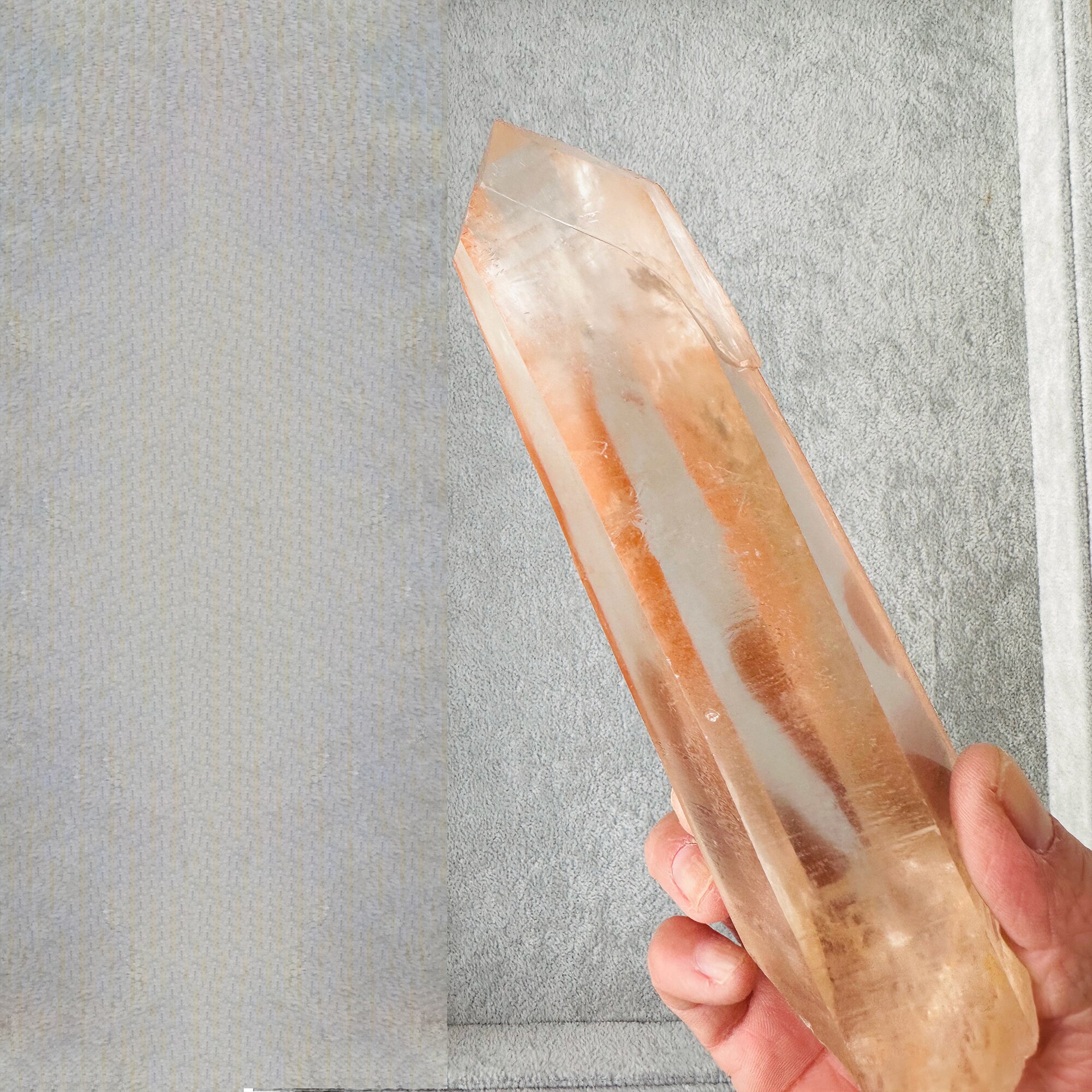 タンジェリンレムリアンクォーツ ダウ水晶 ダウクリスタル 446g  