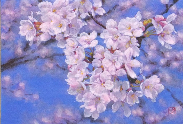日本画】佐藤宏三画伯 「桜花」No.2