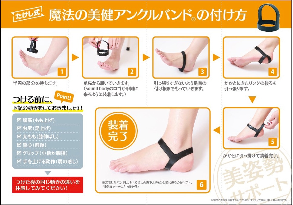 たけし式 魔法の美健アンクルバンド　装着方法